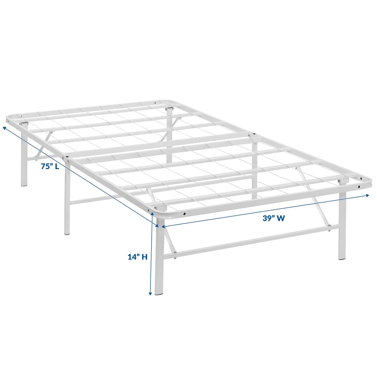 Charis White Twin Platform Bed Frame – No Box Spring Required Steel Construction