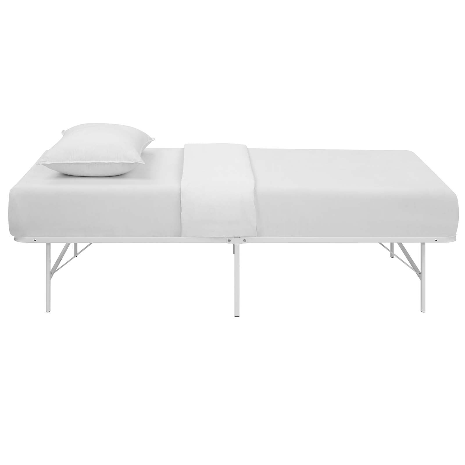 Charis White Twin Platform Bed Frame – No Box Spring Required Steel Construction