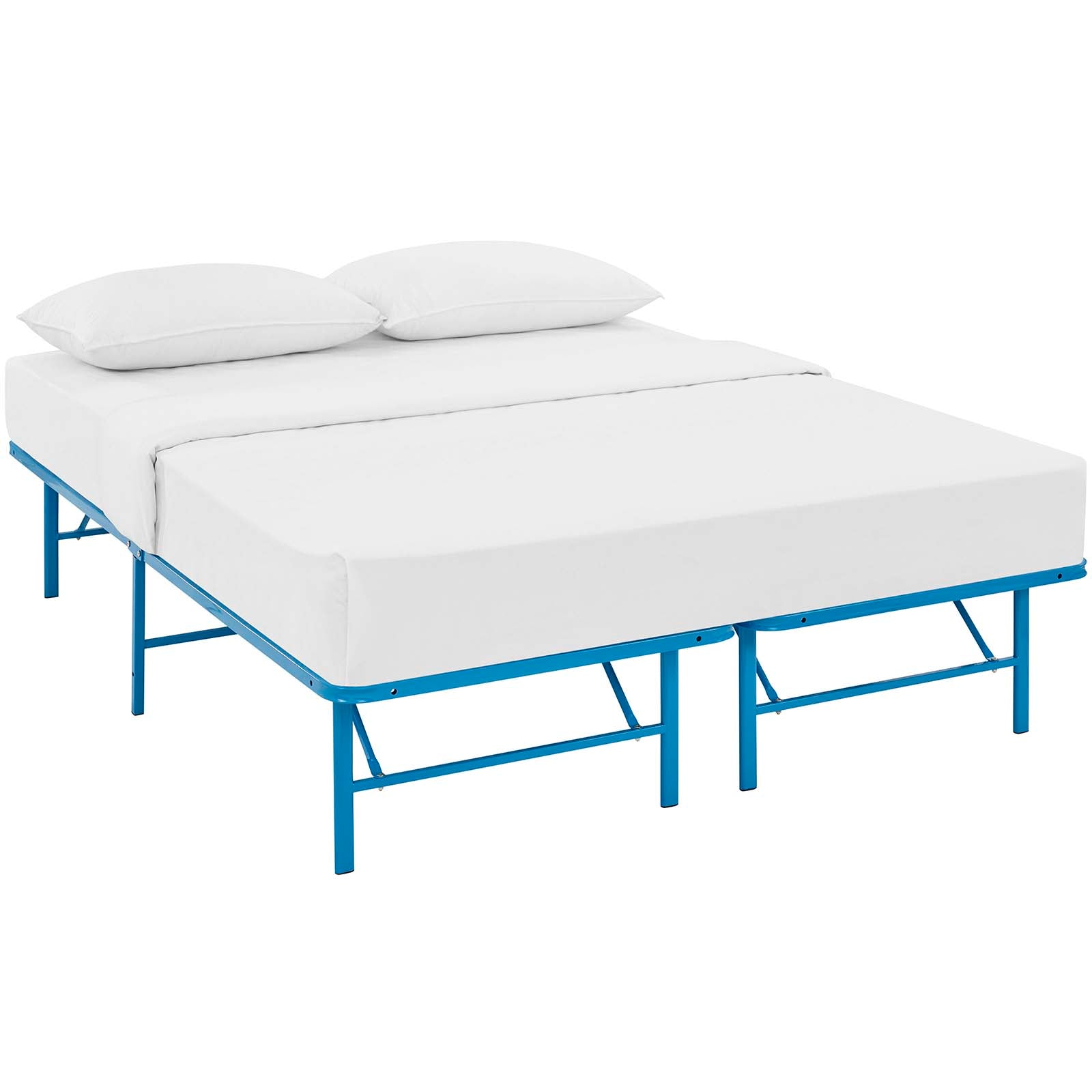 Elson Full Stainless Steel Bed Frame – Light Blue Finish, Modern Design