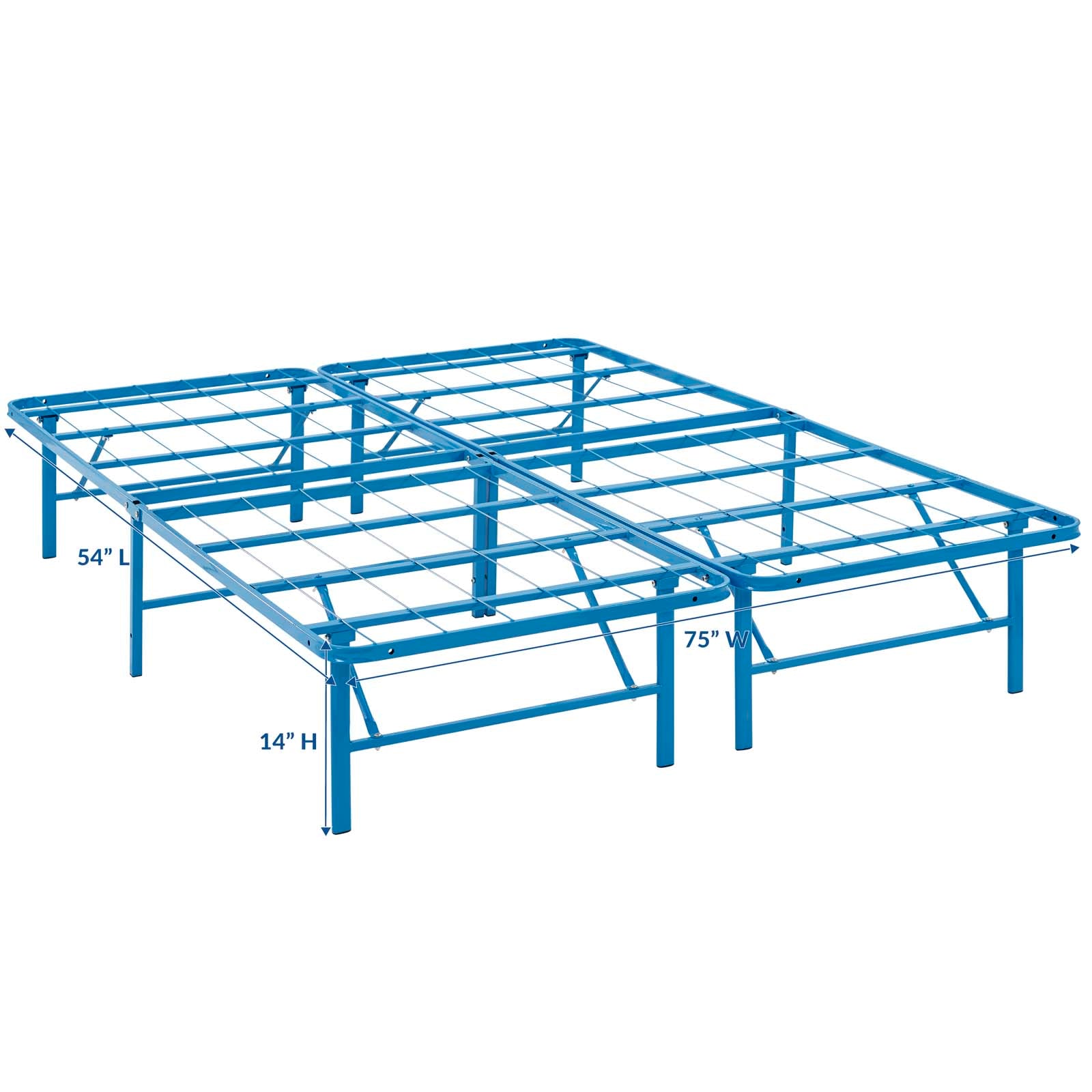 Elson Full Stainless Steel Bed Frame – Light Blue Finish, Modern Design