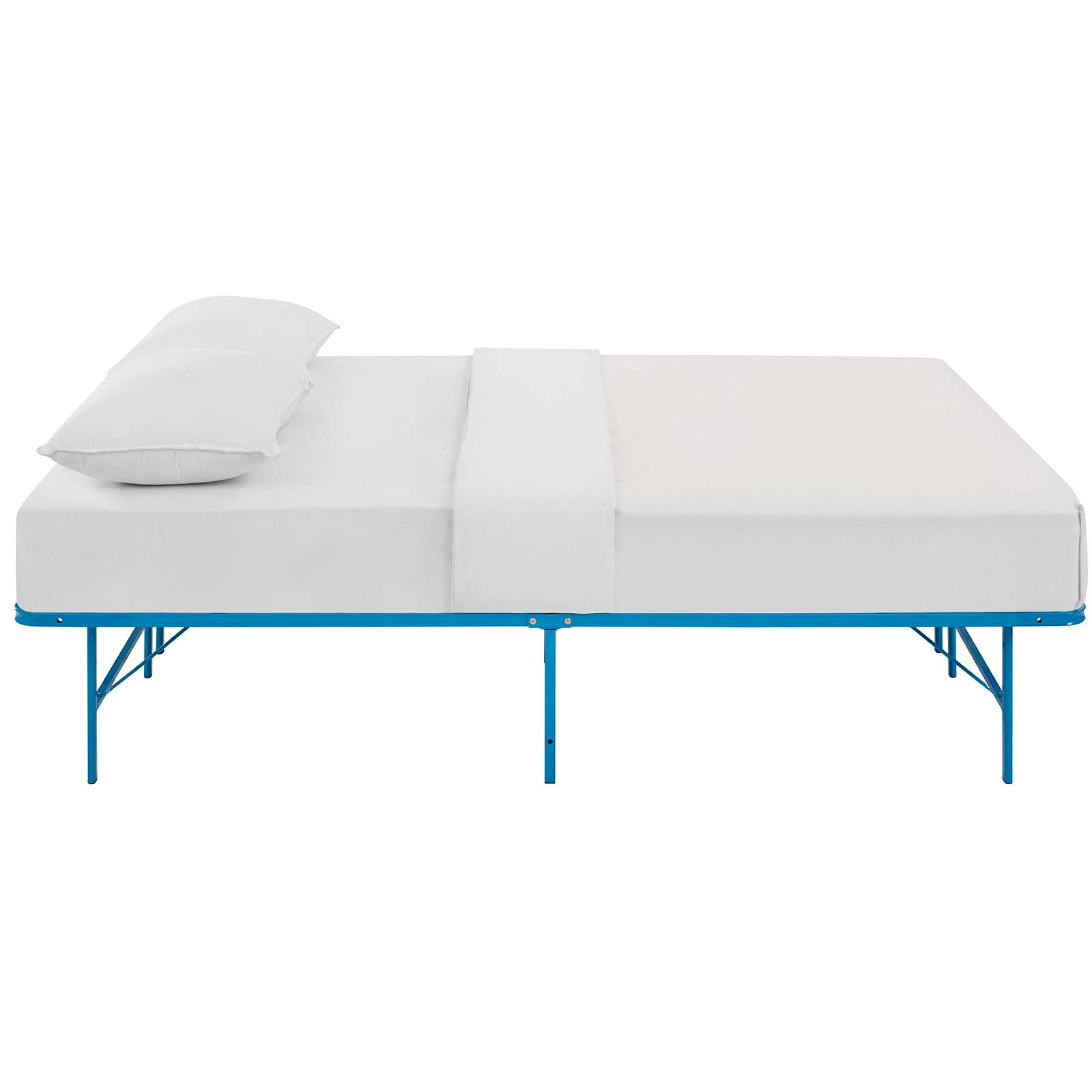 Elson Full Stainless Steel Bed Frame – Light Blue Finish, Modern Design