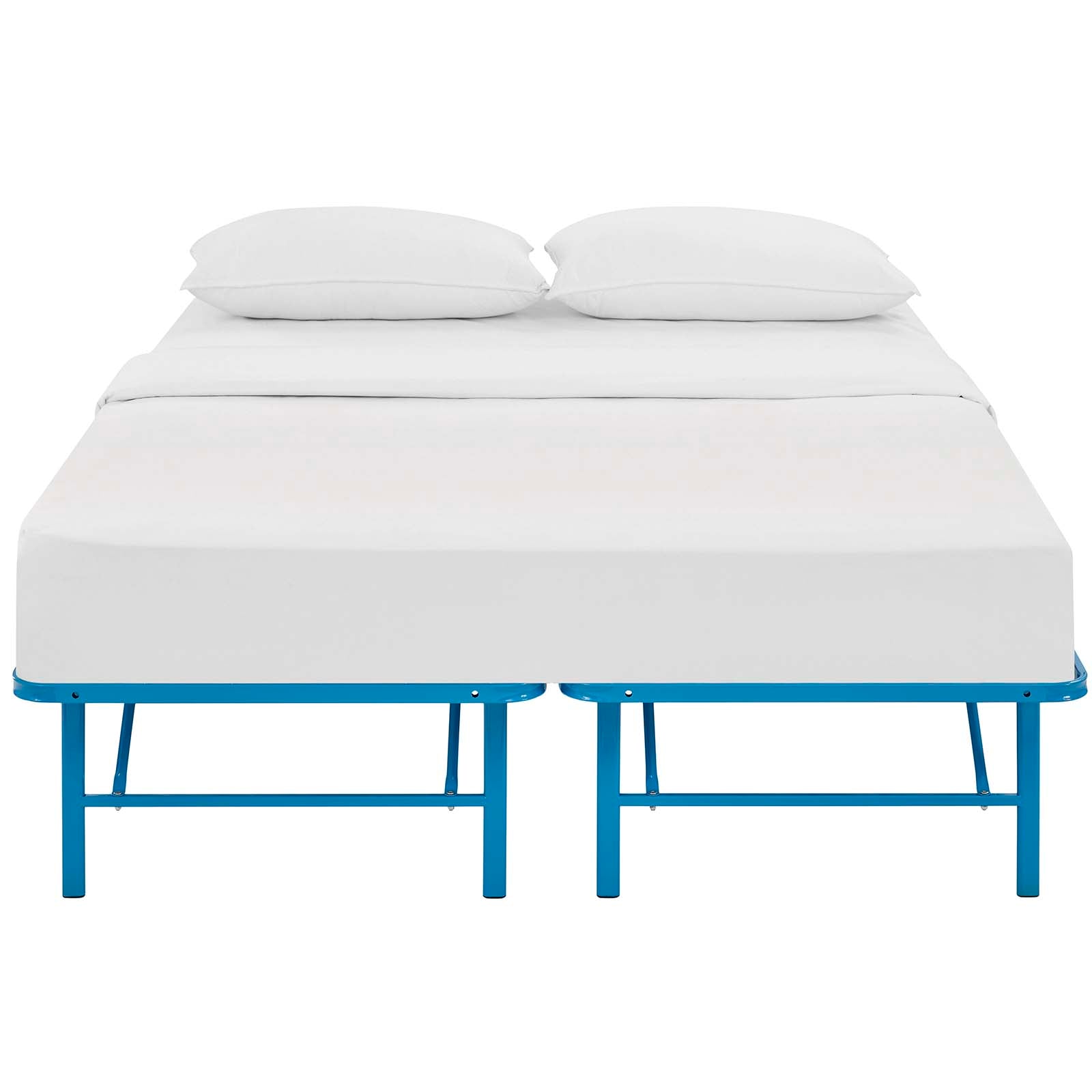 Darrow Queen Light Blue Metal Bed Frame – Industrial Modern Design