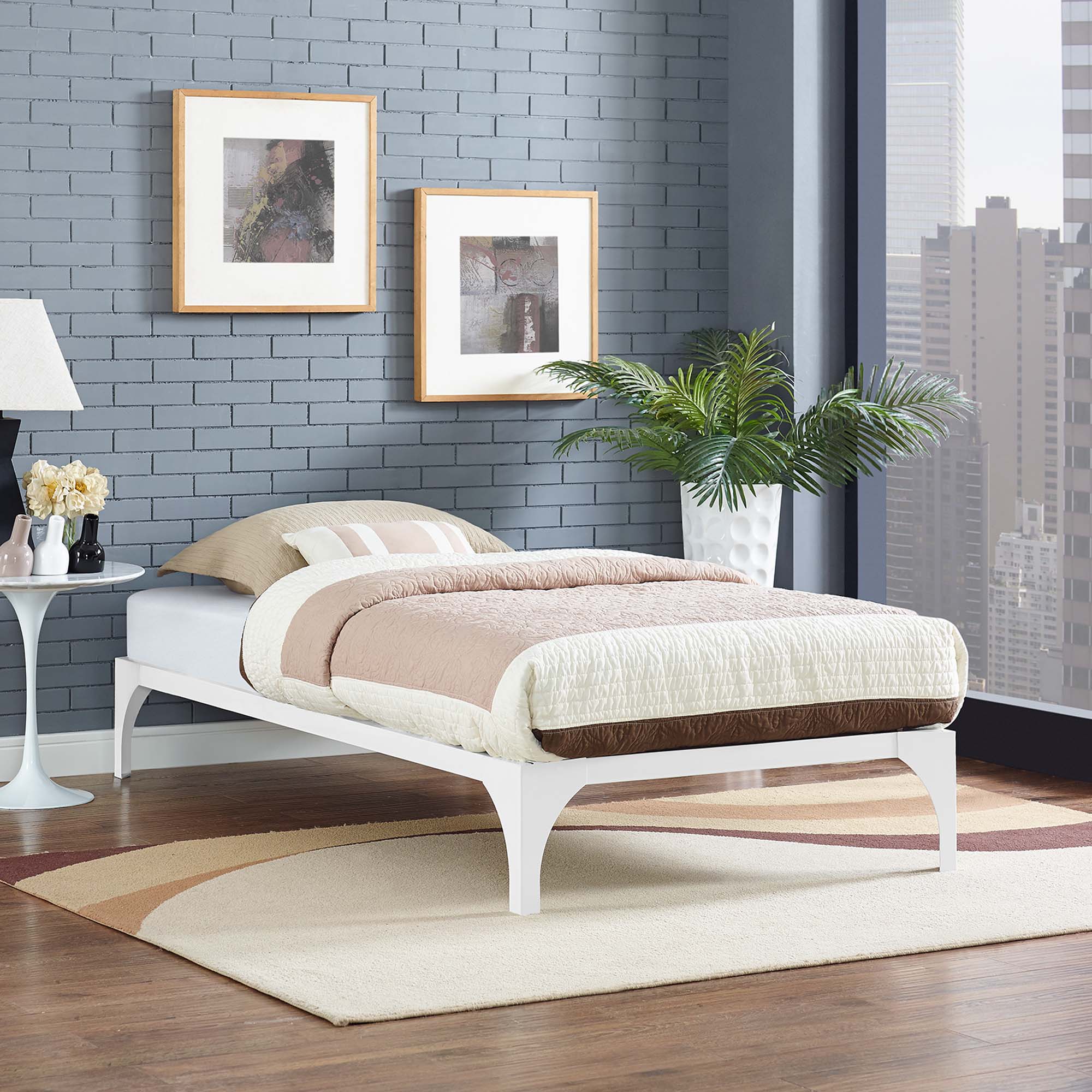 Revive Twin Steel Platform Bed – Modern Minimalist Frame with Wood Slats