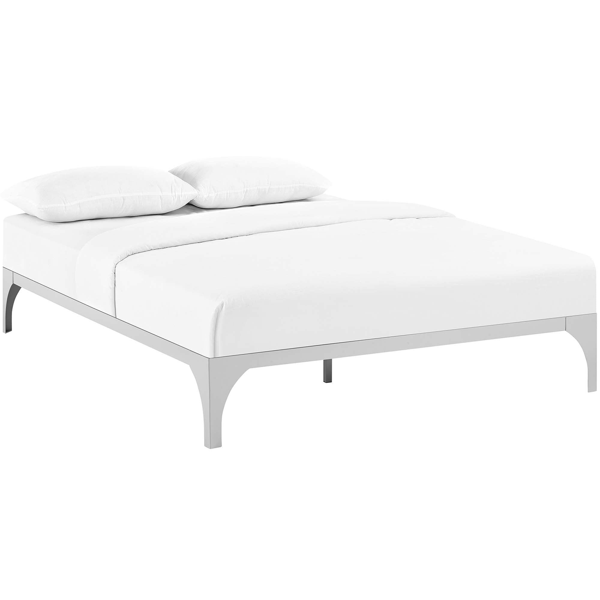 Blen White King Minimalist Bed Frame – No Box Spring Required Steel Platform