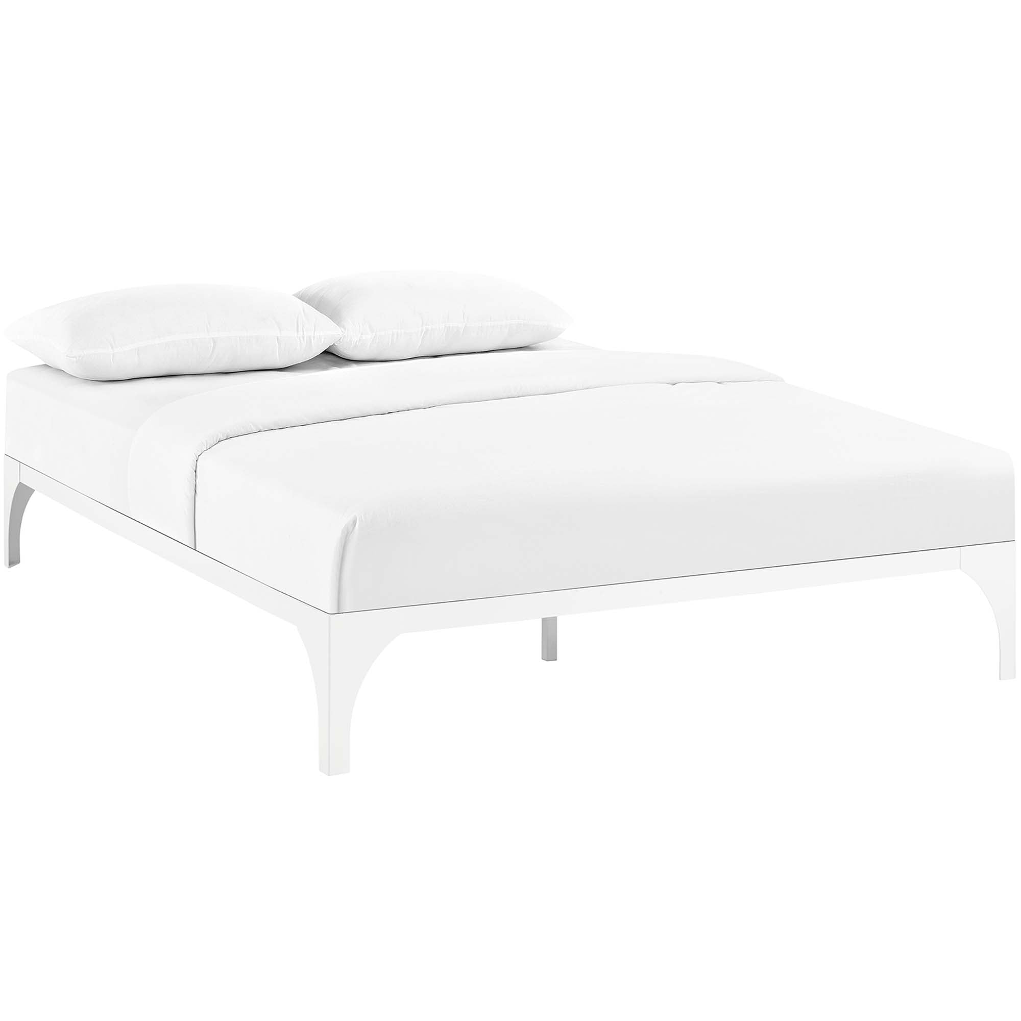 Blen White King Minimalist Bed Frame – No Box Spring Required Steel Platform