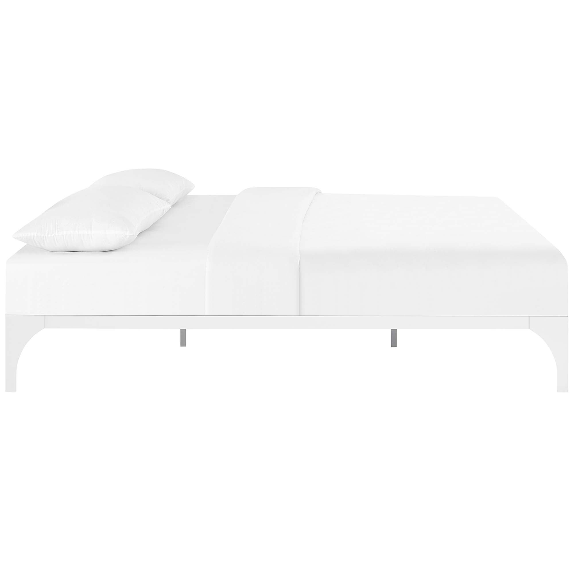 Blen White King Minimalist Bed Frame – No Box Spring Required Steel Platform
