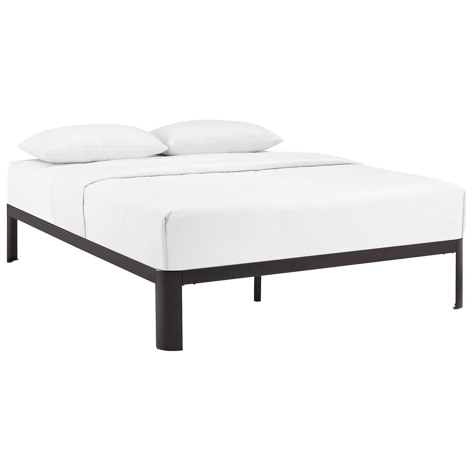 Ulden Grey King Metal Platform Bed – No Box Spring Required with Wood Support