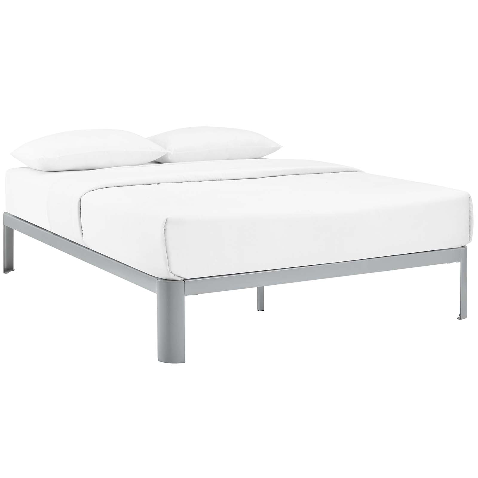 Ulden Grey King Metal Platform Bed – No Box Spring Required with Wood Support