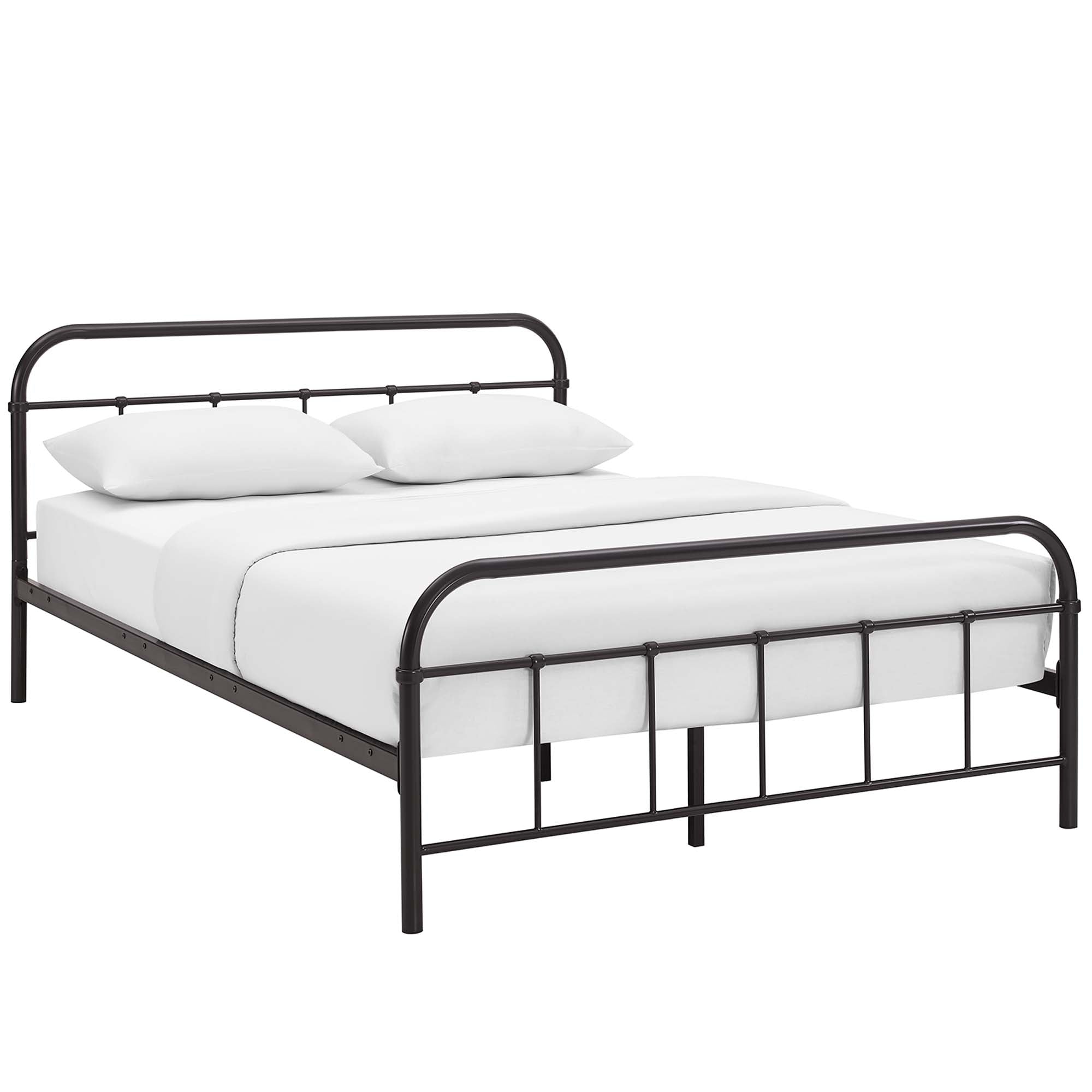 Summon Full Brown Steel Platform Bed Frame – Heavy Duty Support