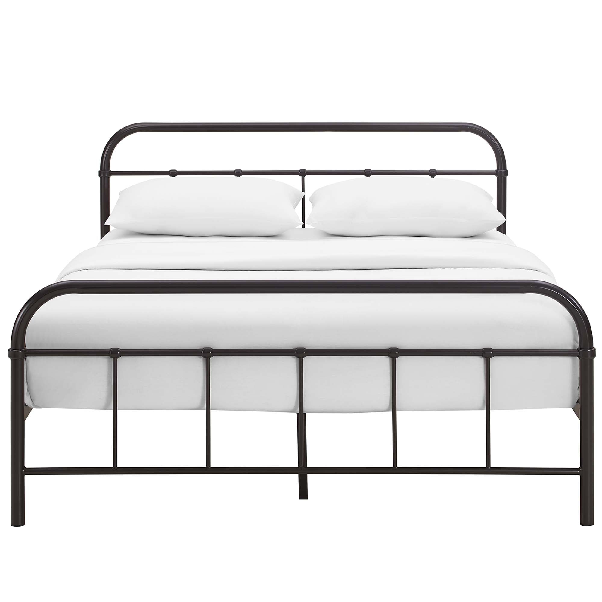 Summon Full Brown Steel Platform Bed Frame – Heavy Duty Support