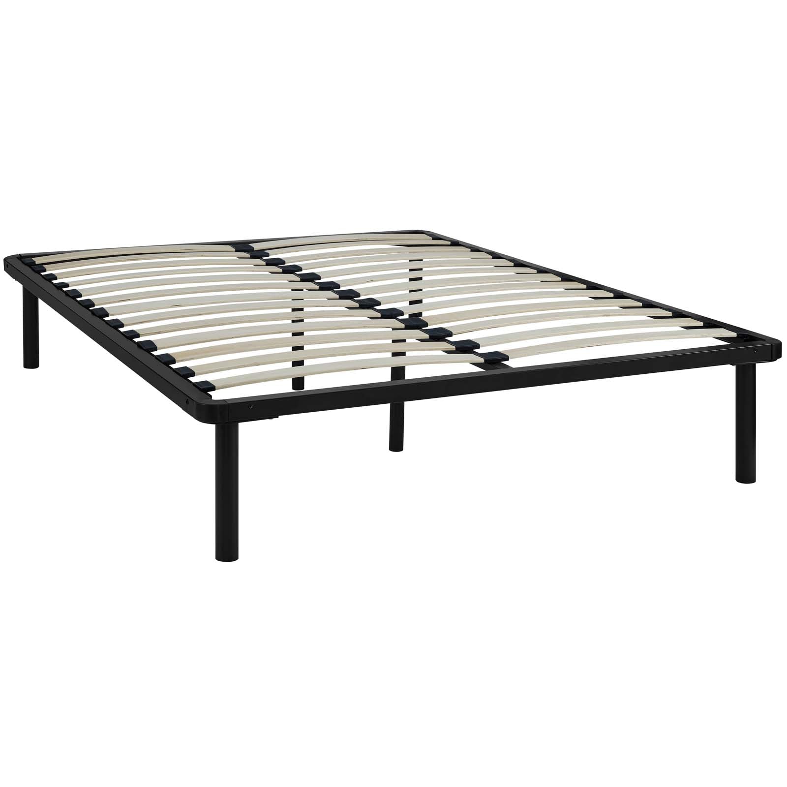 Talon Full Brown Wood Slat Platform Bed – Memory Foam Compatible