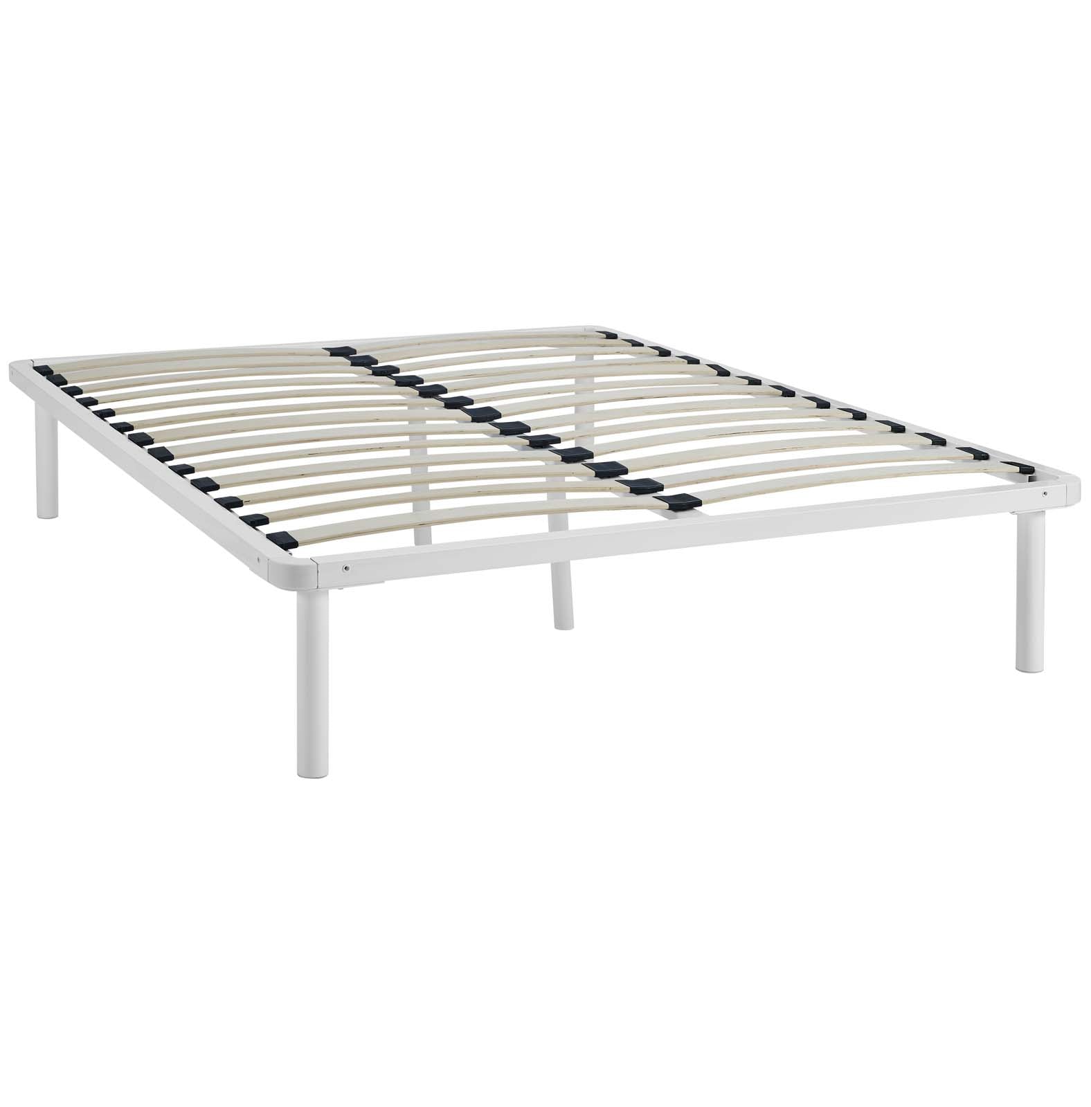 Gridiron White King Steel Bed Frame – Universal Mattress Compatibility