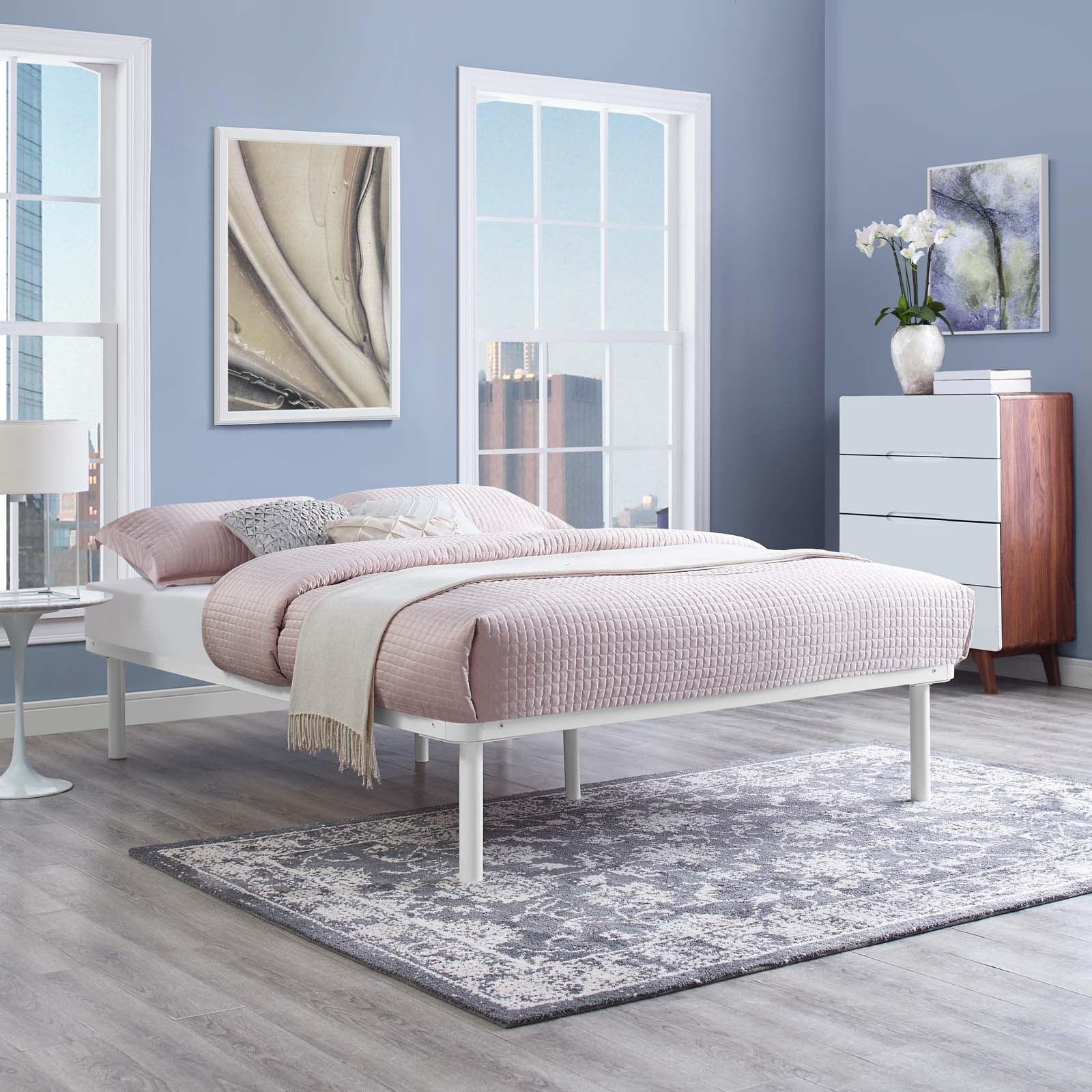 Gridiron White King Steel Bed Frame – Universal Mattress Compatibility