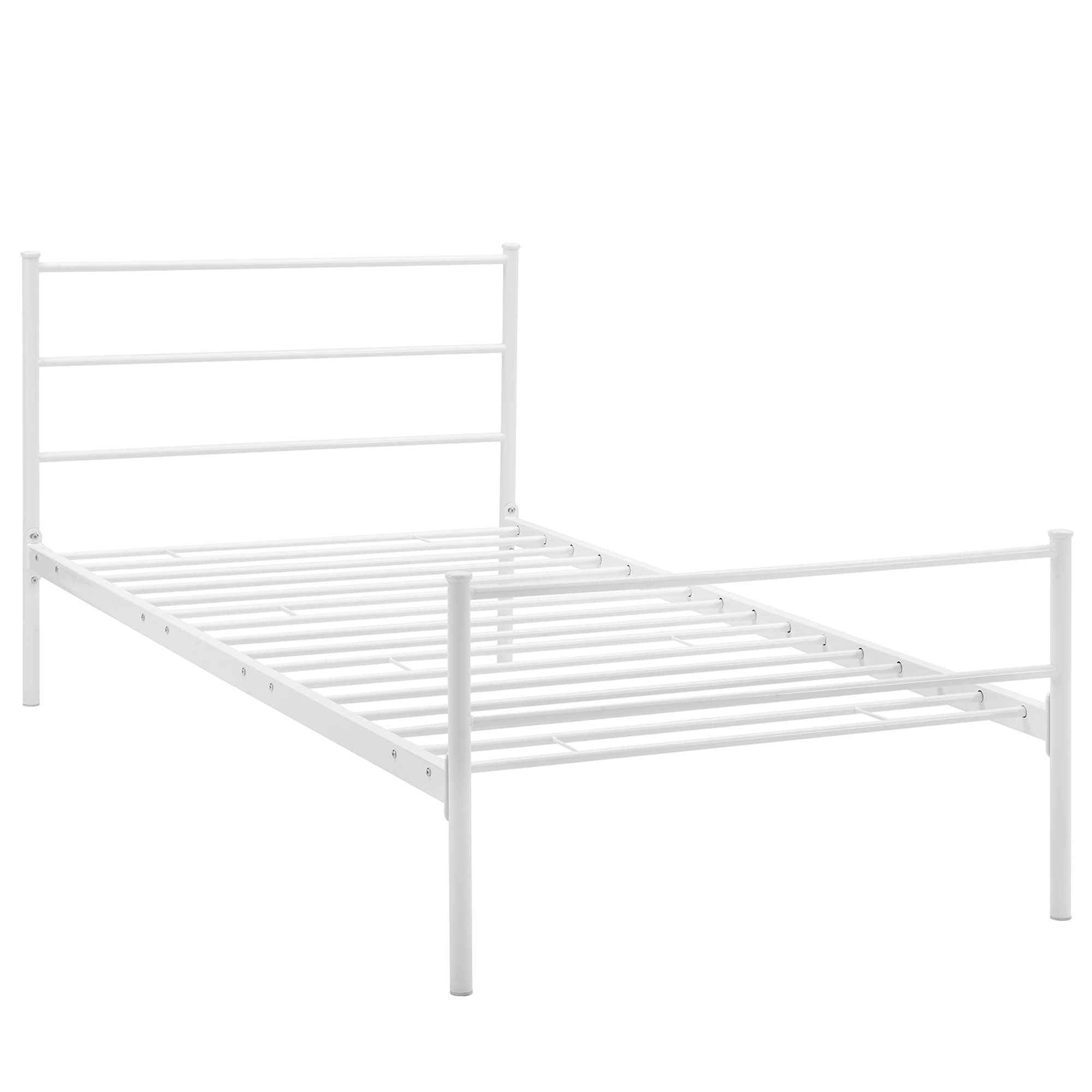 Isadora Alina White Twin Platform Bed Frame Minimalist Wood Bed with Clean Lines
