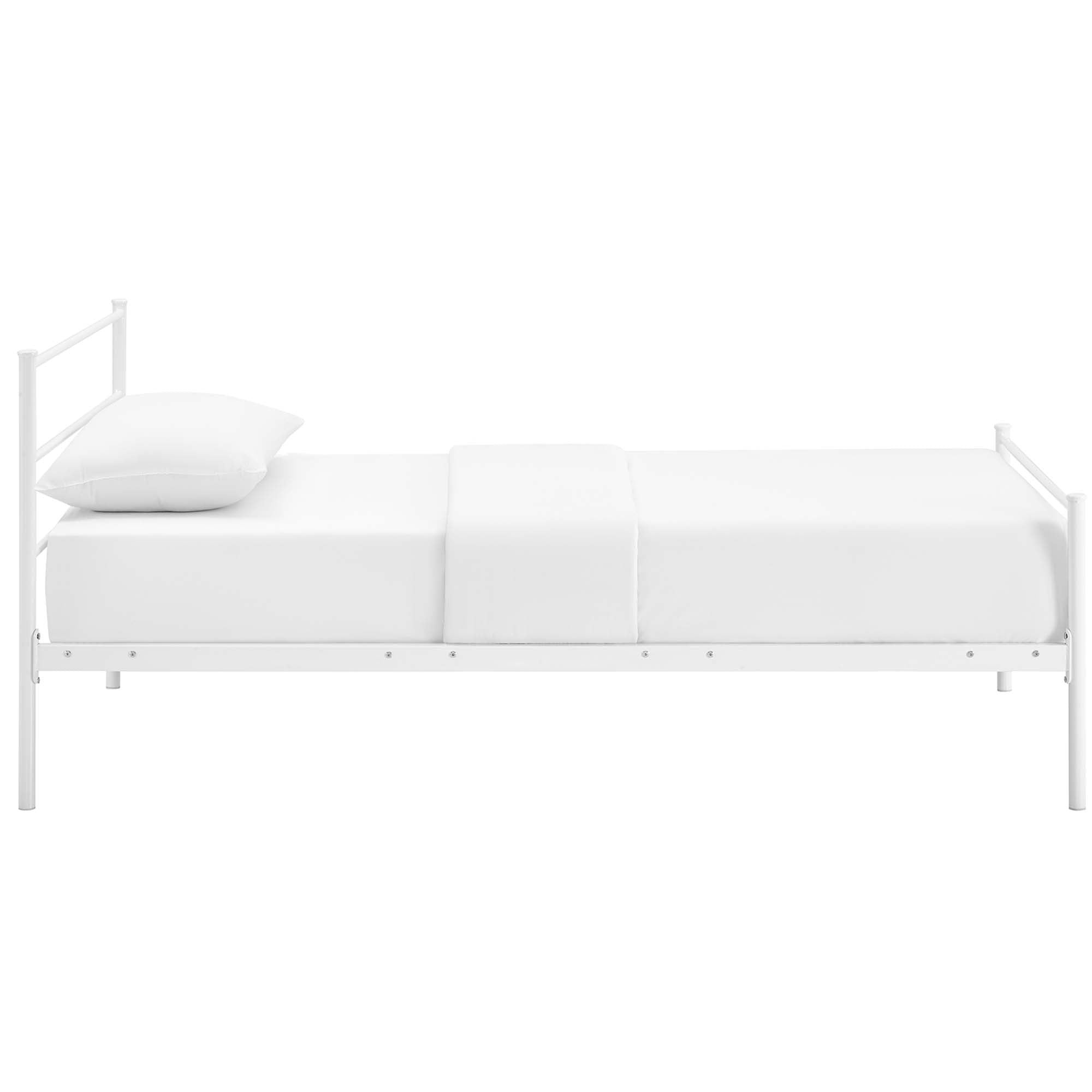 Isadora Alina White Twin Platform Bed Frame Minimalist Wood Bed with Clean Lines
