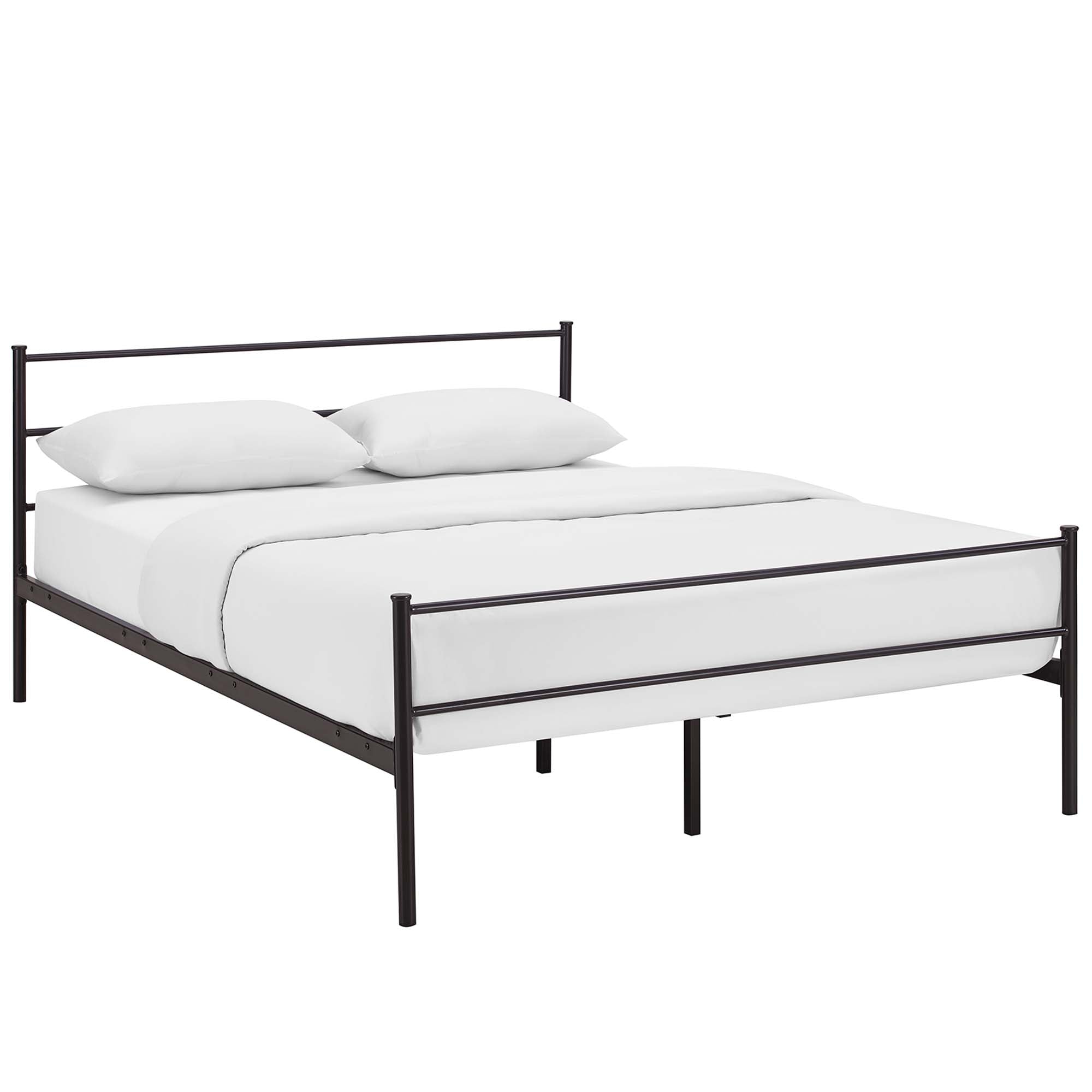 Isadora Alina Queen White Platform Bed Frame – Modern Style, No Box Spring Needed