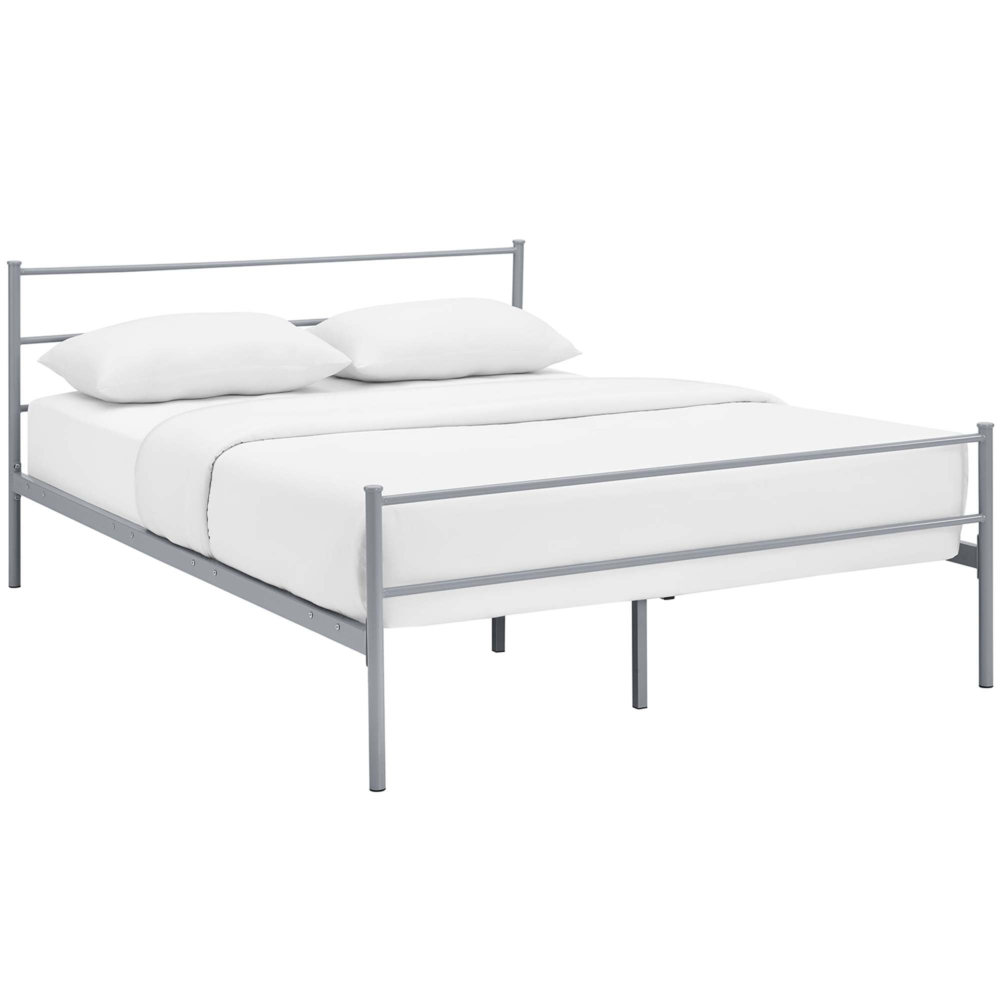 Isadora Alina Queen White Platform Bed Frame – Modern Style, No Box Spring Needed
