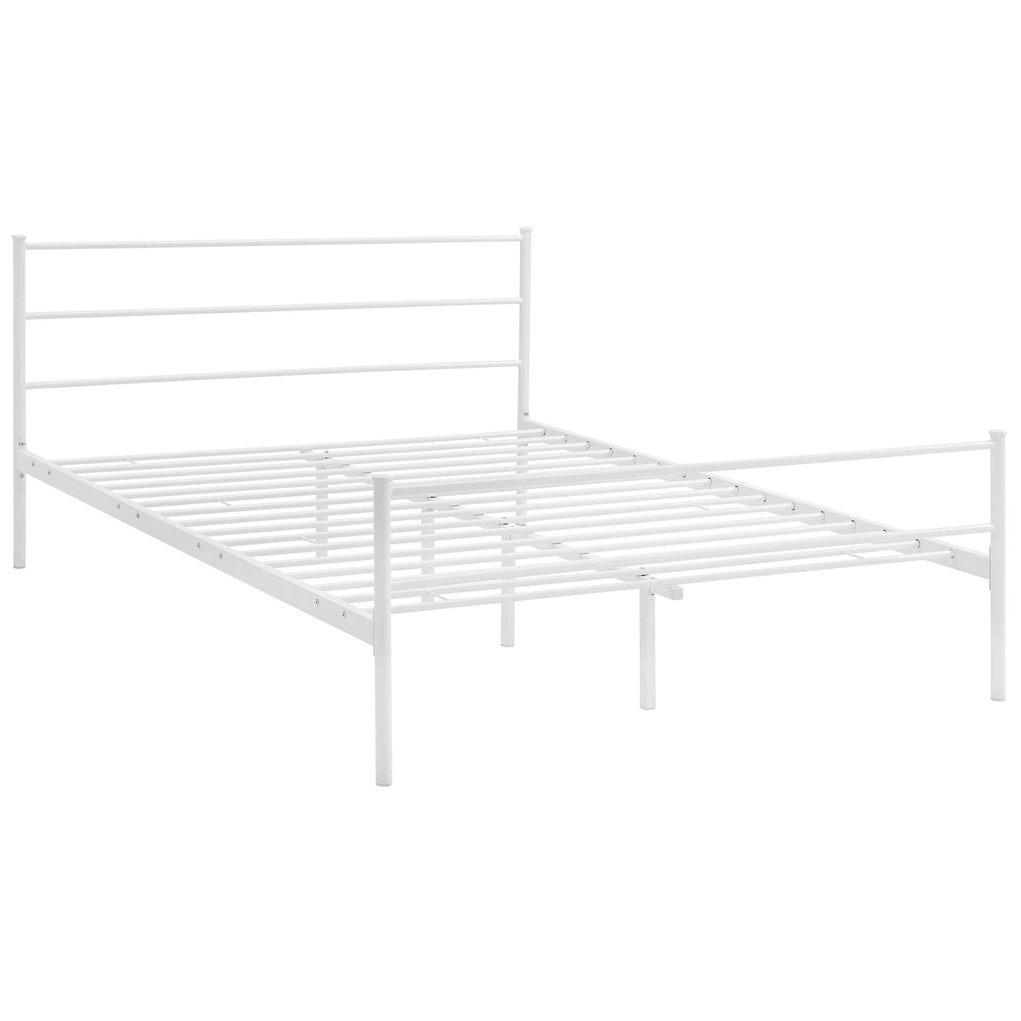 Isadora Alina Queen White Platform Bed Frame – Modern Style, No Box Spring Needed