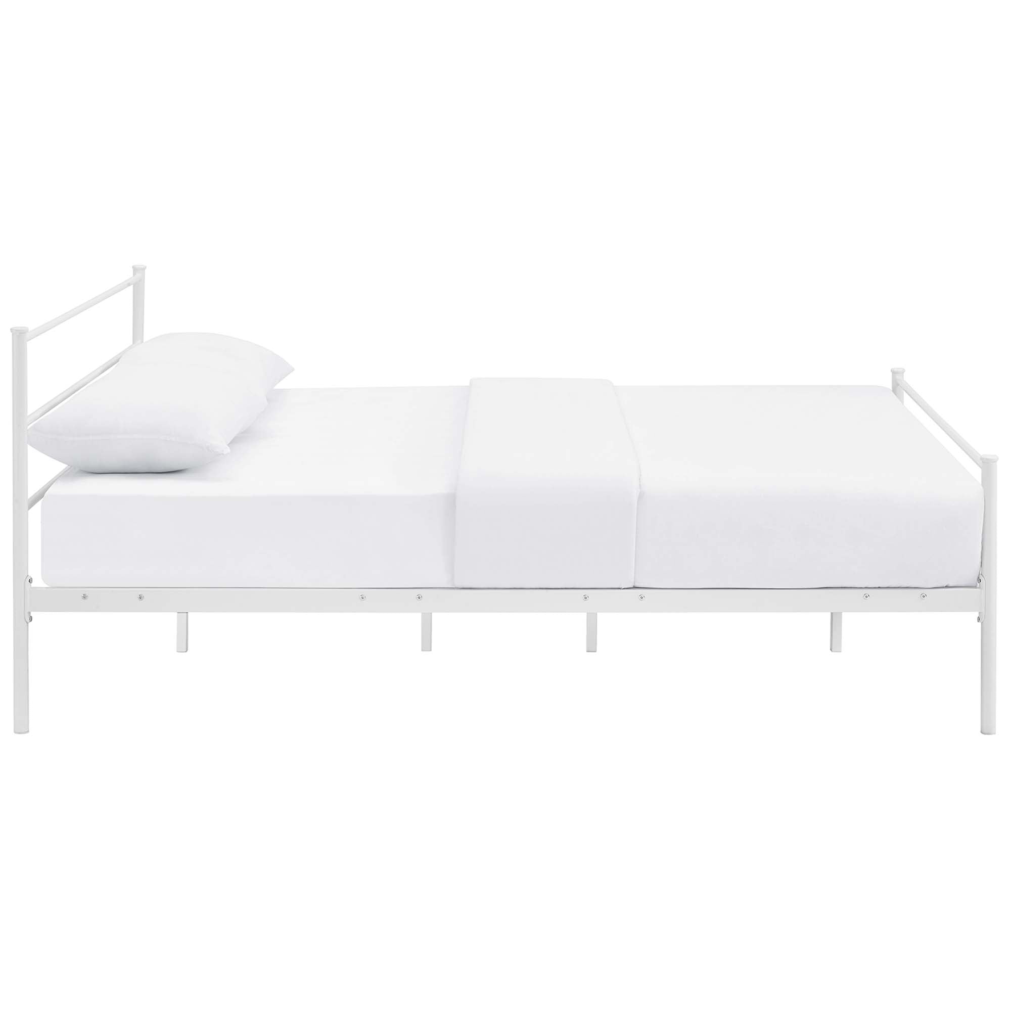 Isadora Alina Queen White Platform Bed Frame – Modern Style, No Box Spring Needed