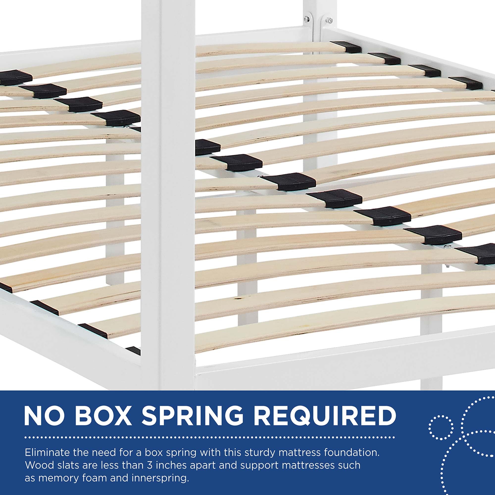 Glasten Queen Steel Canopy Platform Bed – Curtain Ready Modern Frame