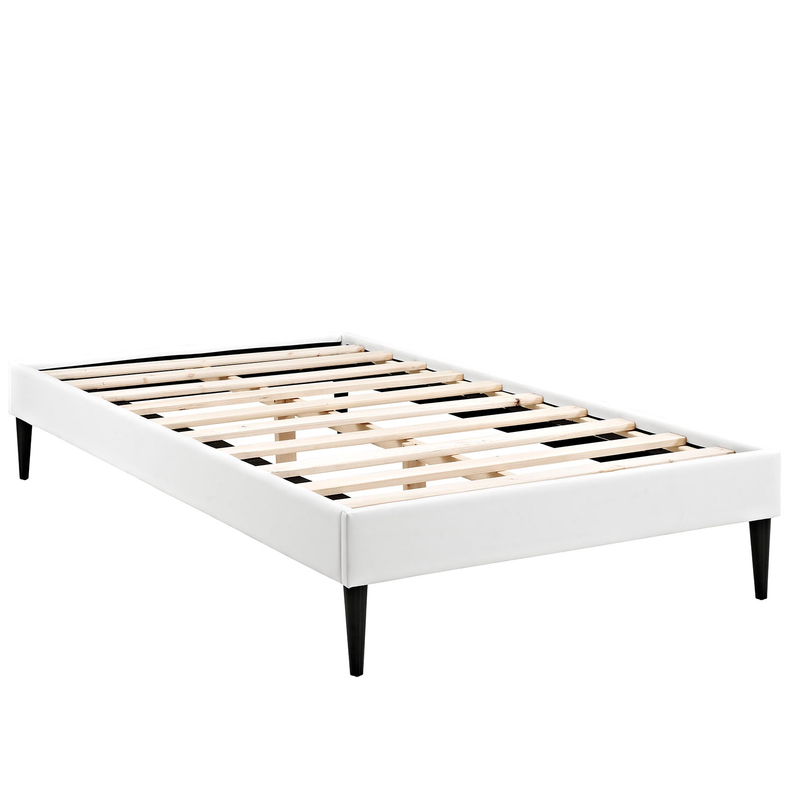 Whirl Twin White Vinyl Bed Frame – Platform with Tapered Legs