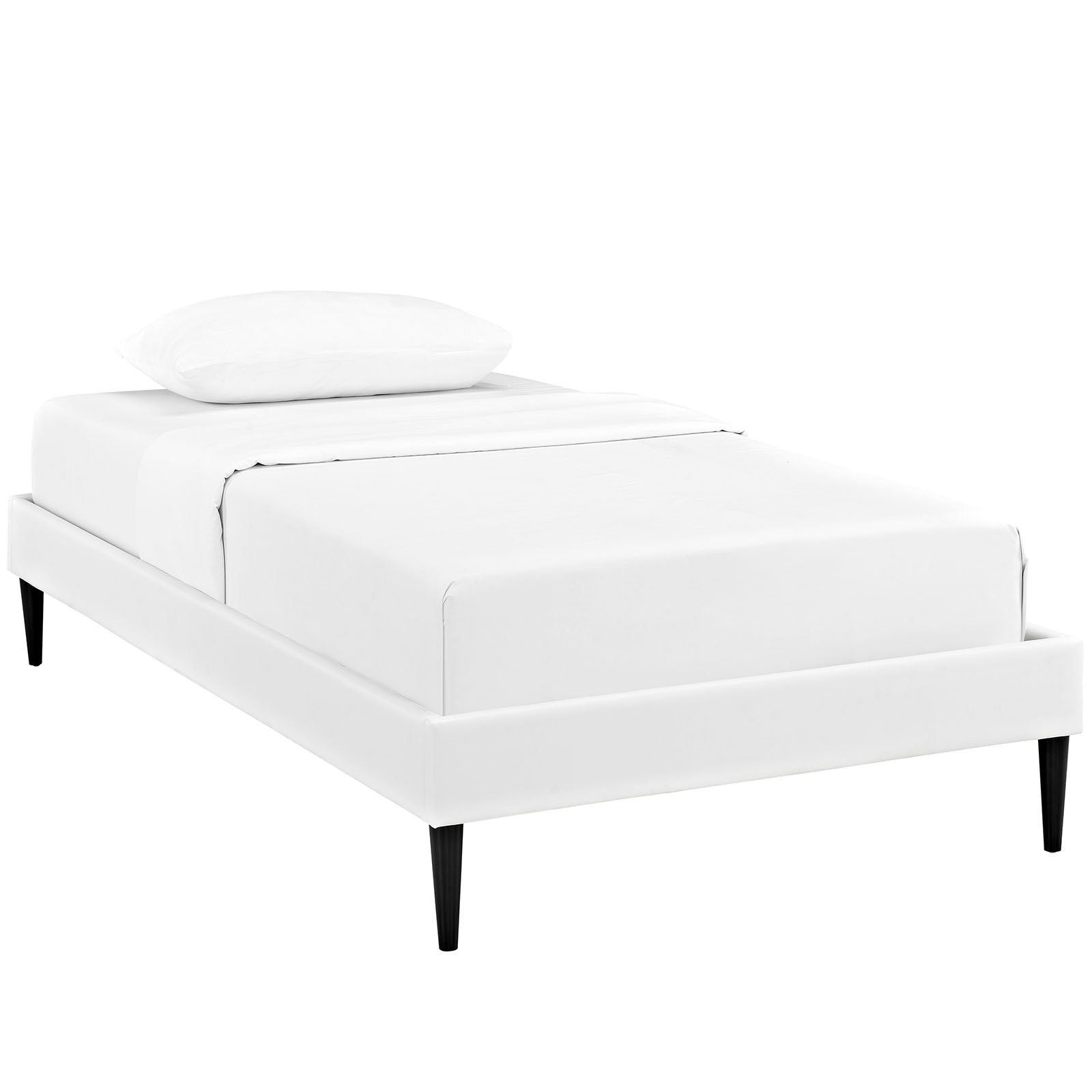 Whirl Twin White Vinyl Bed Frame – Platform with Tapered Legs