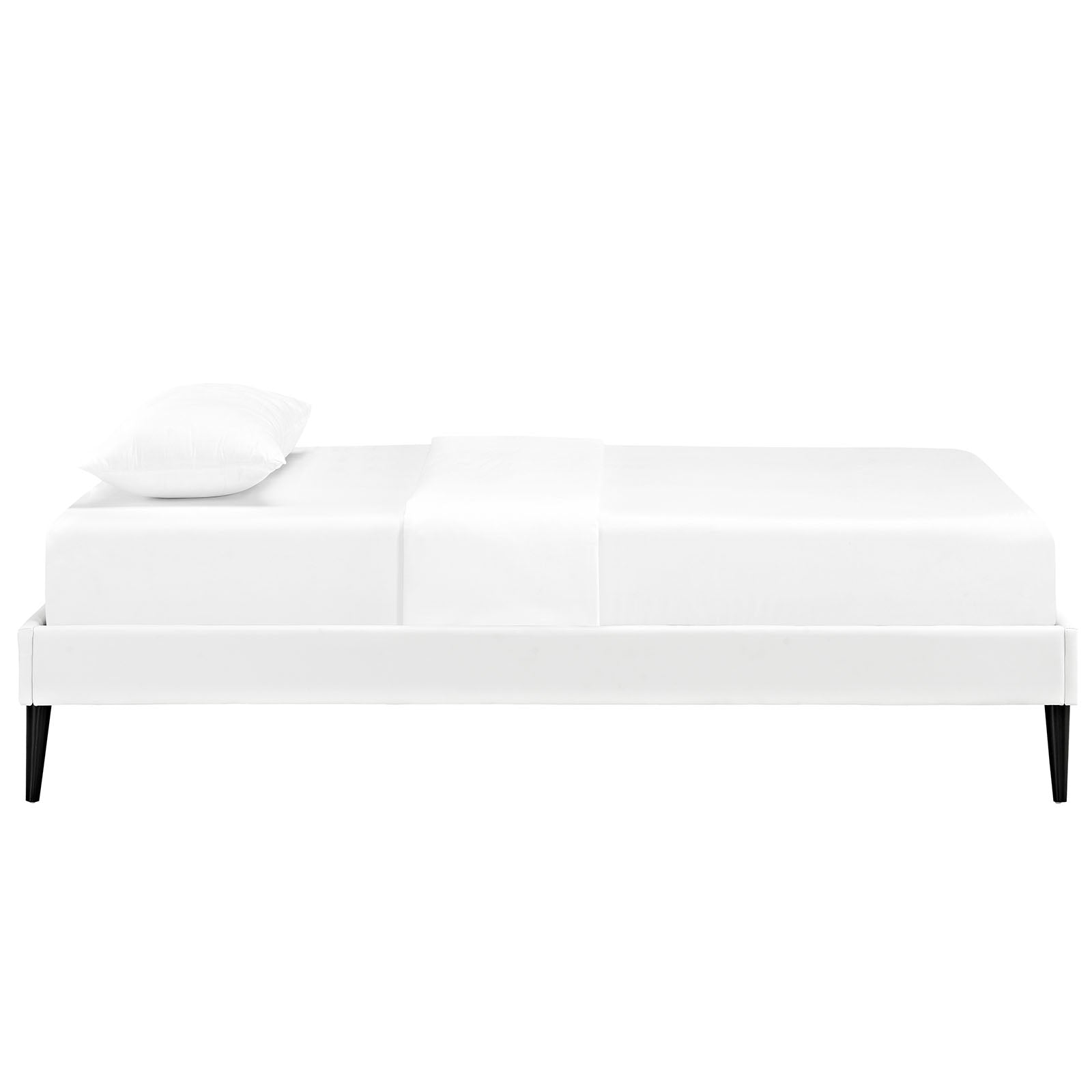Whirl Twin White Vinyl Bed Frame – Platform with Tapered Legs