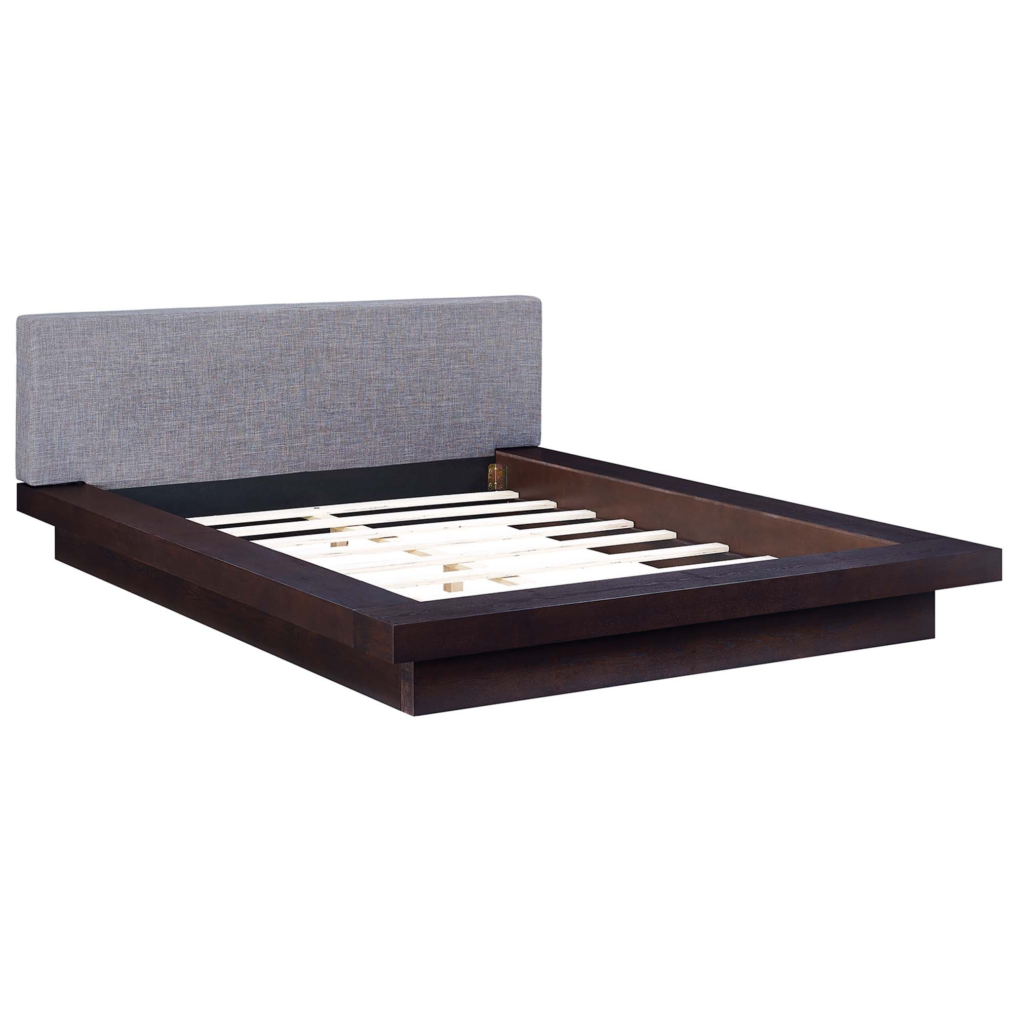 Freja Fabric Queen Platform Bed, Cappuccino Gray