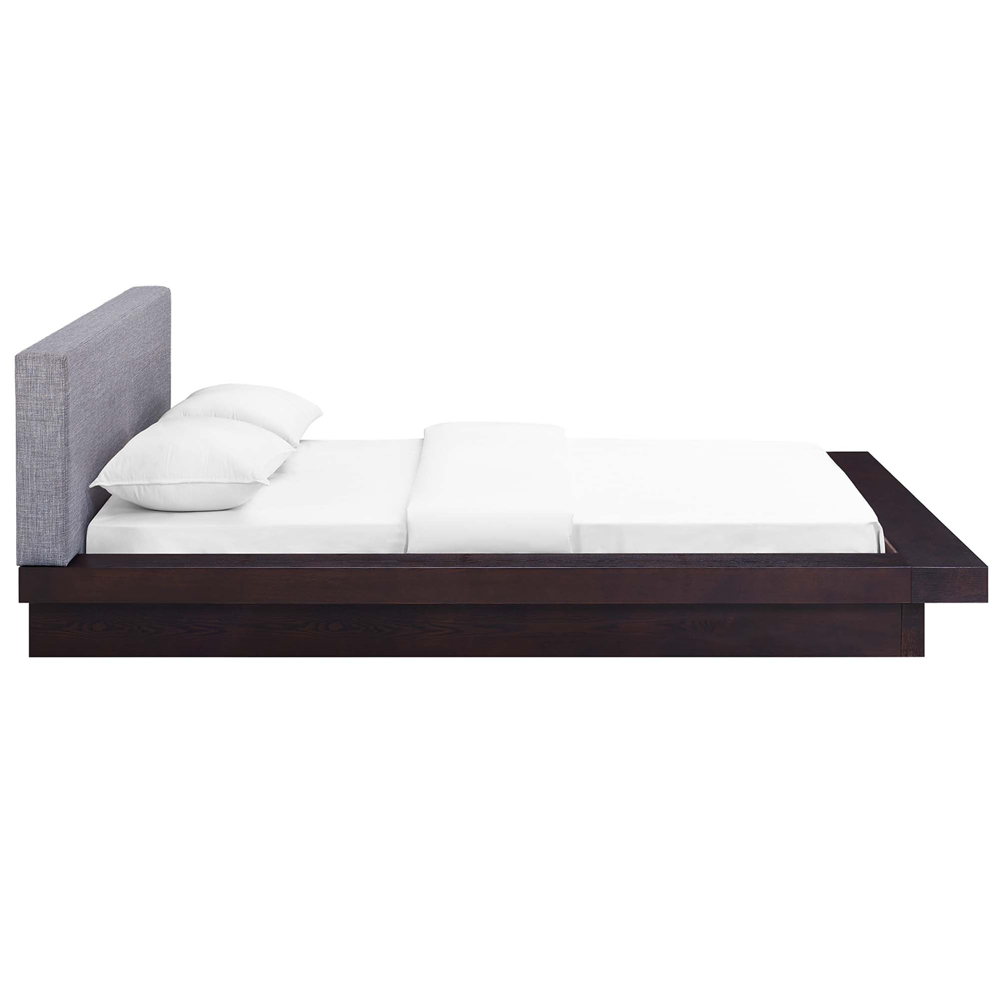 Freja Fabric Queen Platform Bed, Cappuccino Gray