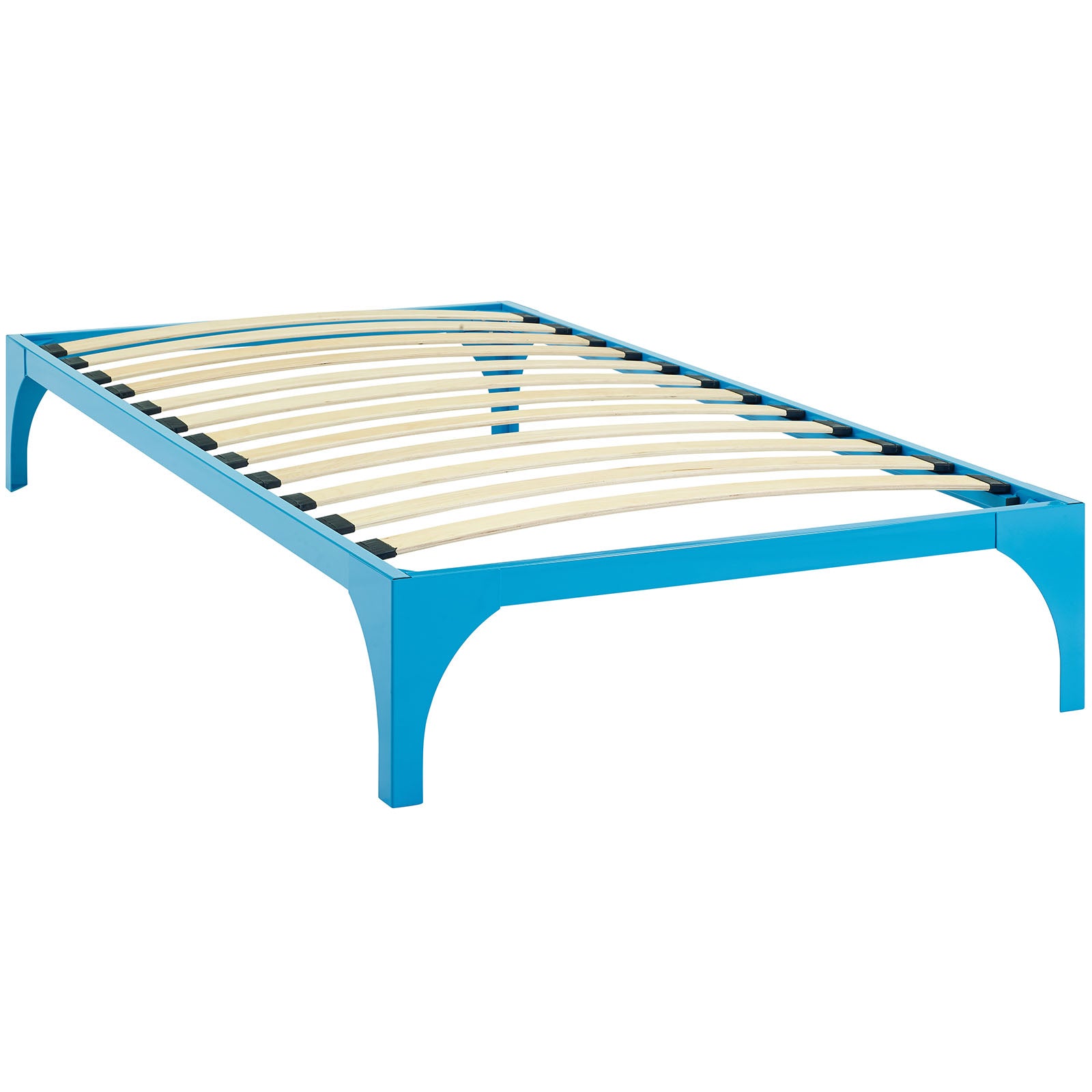 Calibrate Twin Silver Steel Bed Frame – Slatted Wood Support System