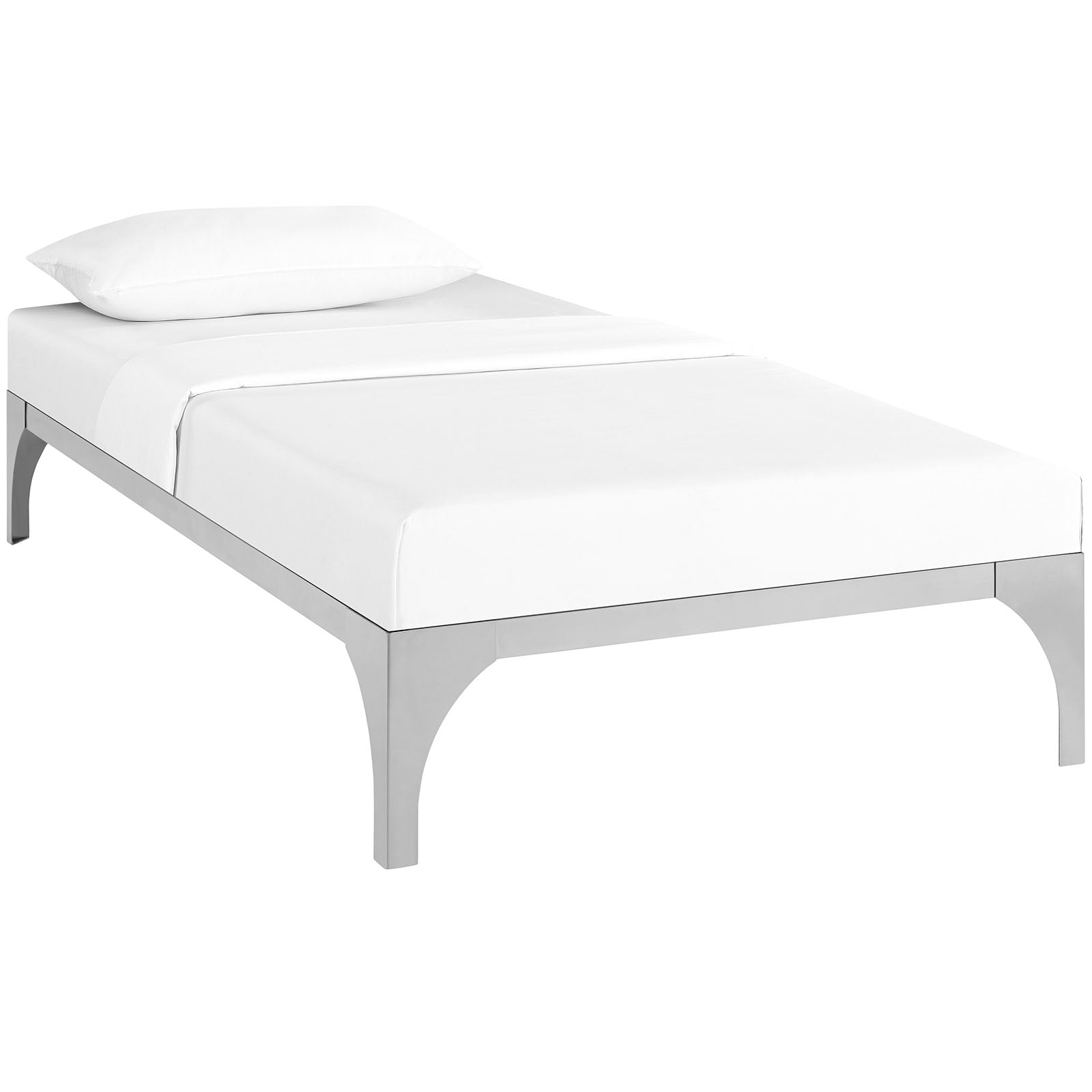 Calibrate Twin Silver Steel Bed Frame – Slatted Wood Support System