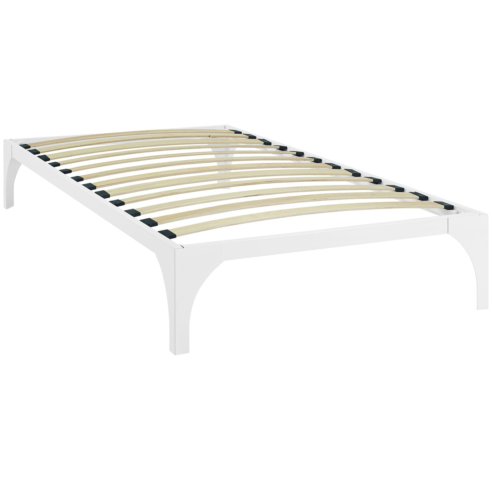 Calibrate Twin Silver Steel Bed Frame – Slatted Wood Support System