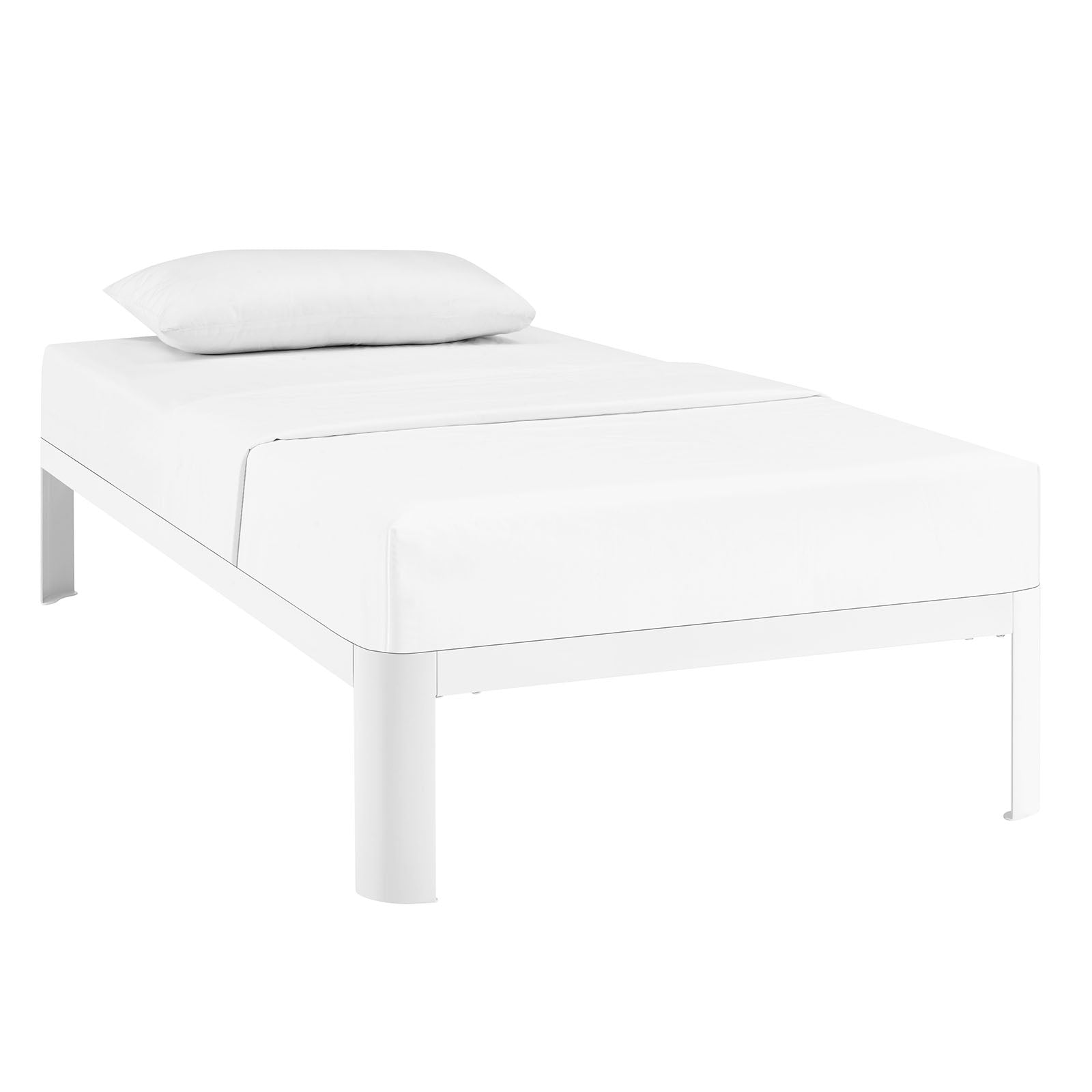Pasquale White Twin Bed Frame – Capacity Platform Bed with Storage Space