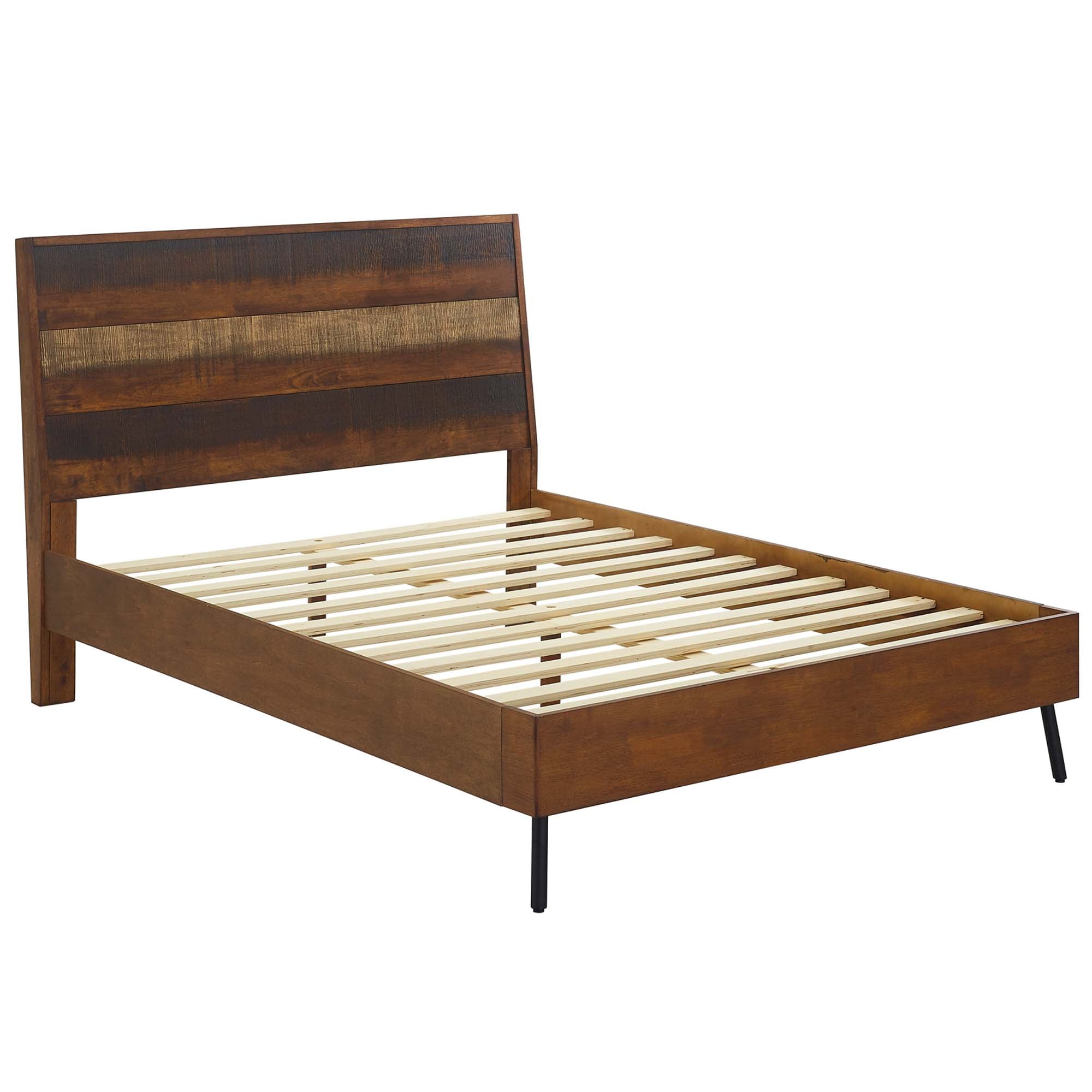 Hannon Queen MDF Platform Bed – Walnut Veneer No Box Spring Needed