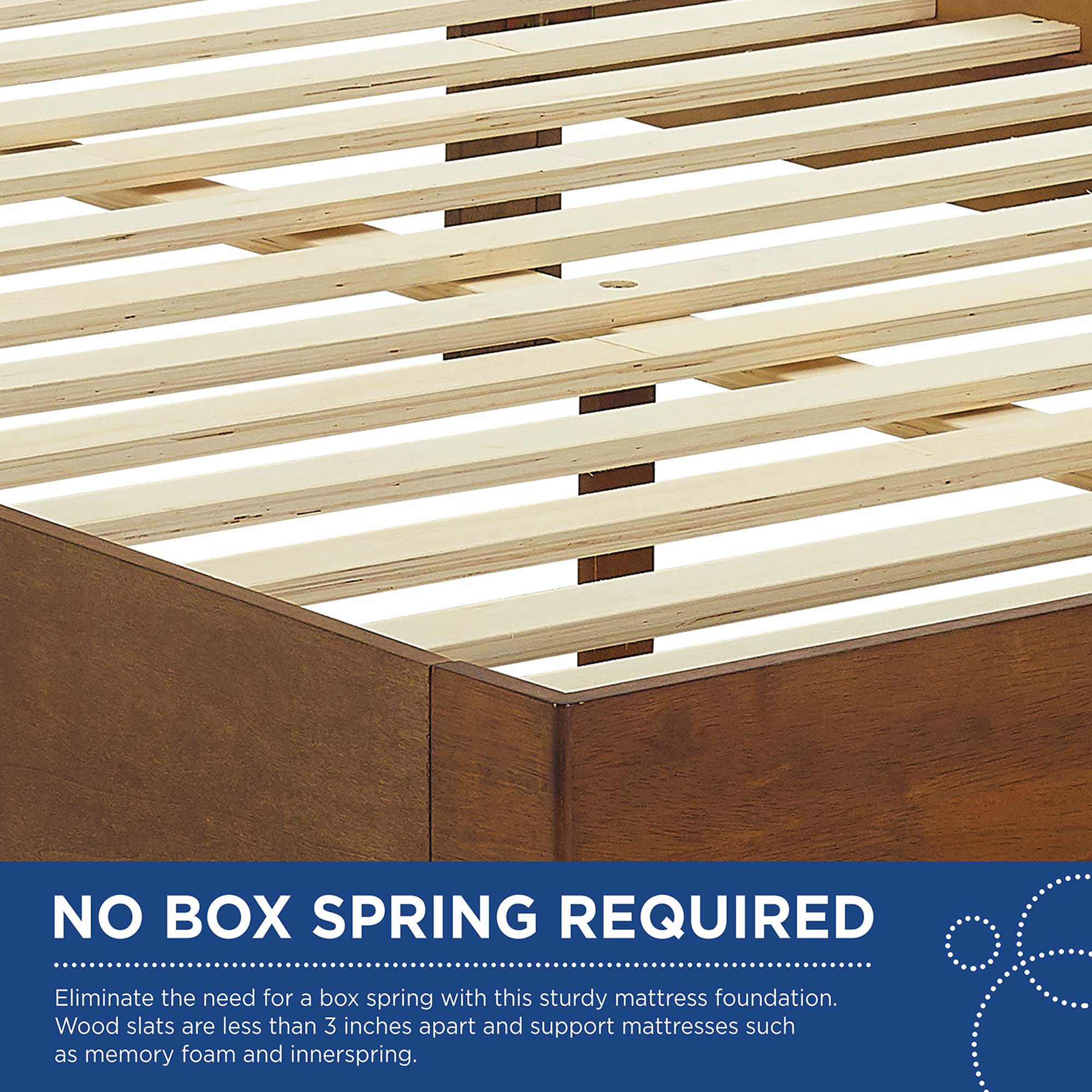 Hannon Queen MDF Platform Bed Walnut Veneer No Box Spring Needed