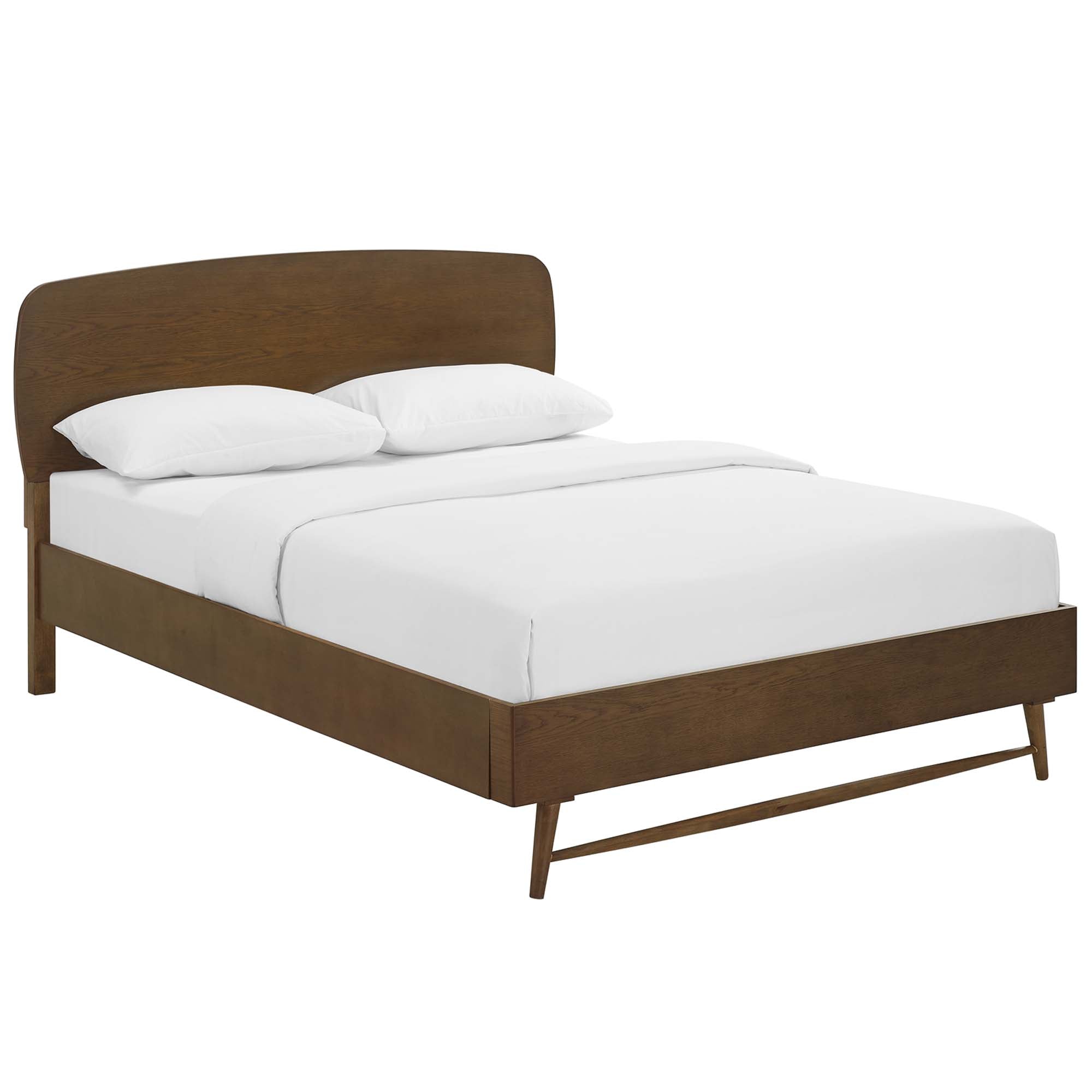 Ripple Queen Chestnut Wood Bed – No Box Spring Required Platform