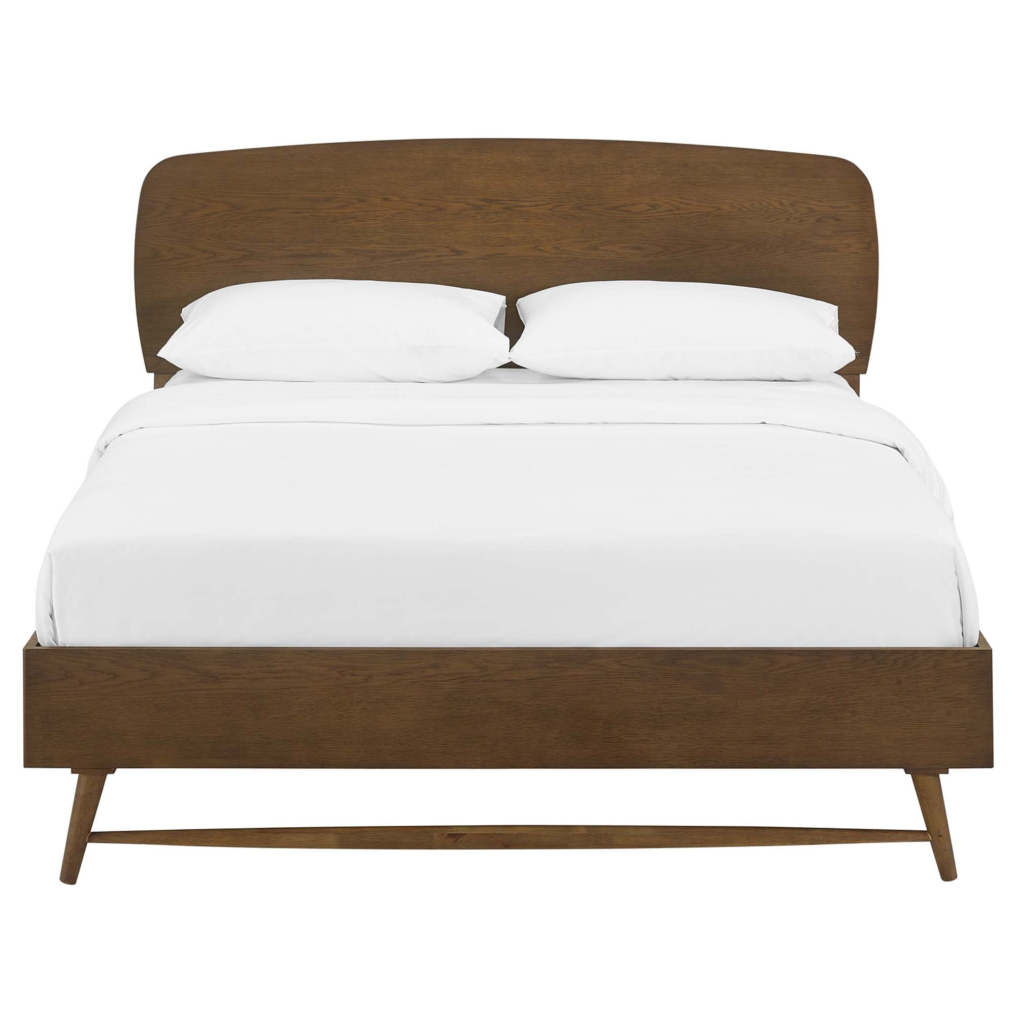 Ripple Queen Chestnut Wood Bed – No Box Spring Required Platform