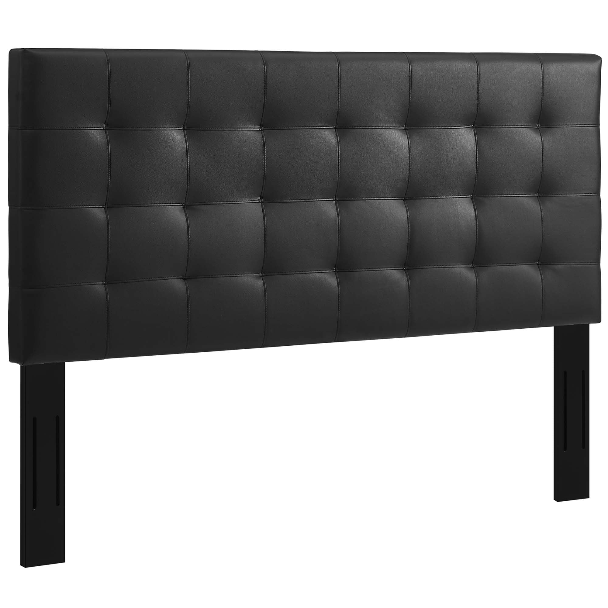 Paisley Tufted Upholstered Faux Leather Full / Queen Headboard, Black