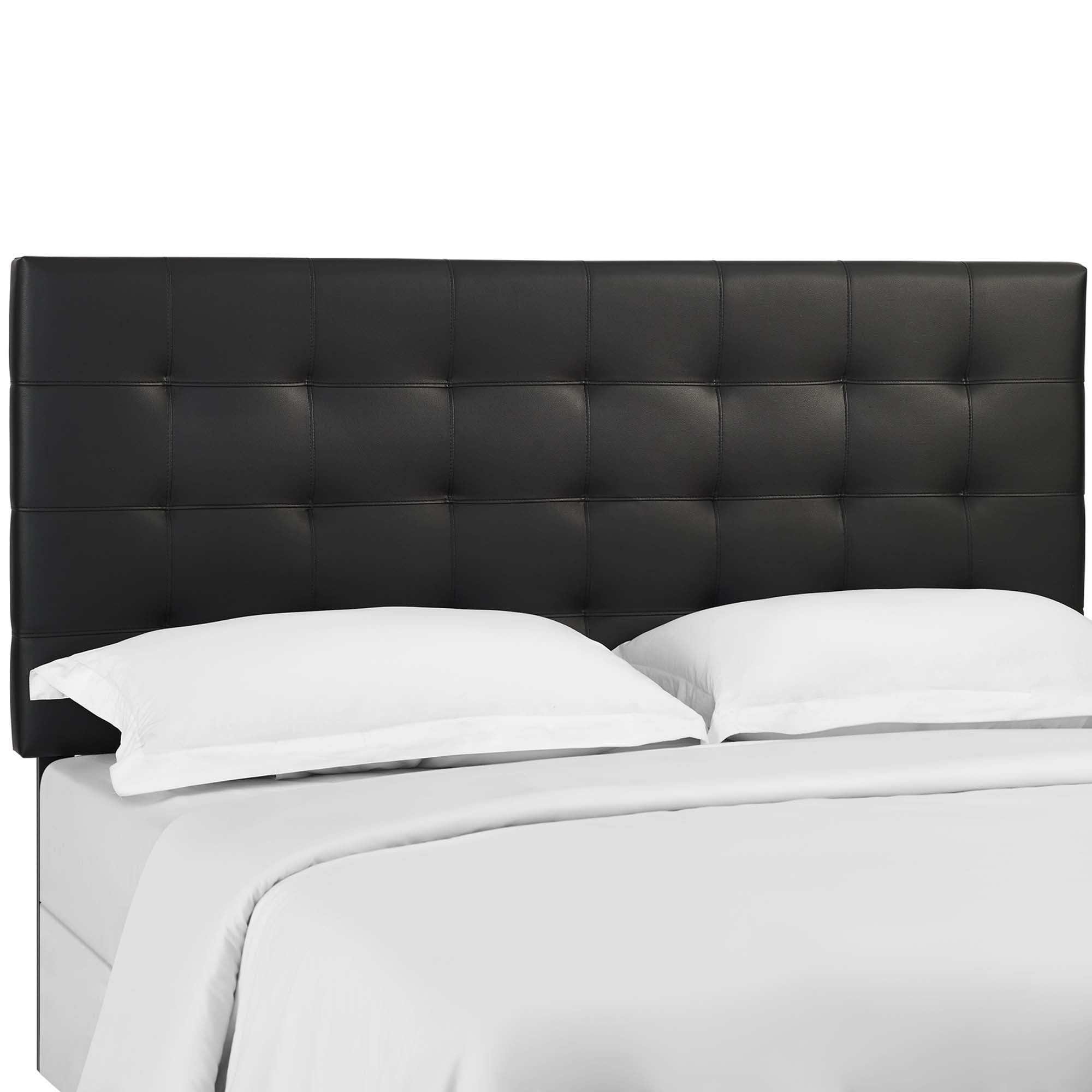 Paisley Tufted Upholstered Faux Leather King and California King Headboard, Black