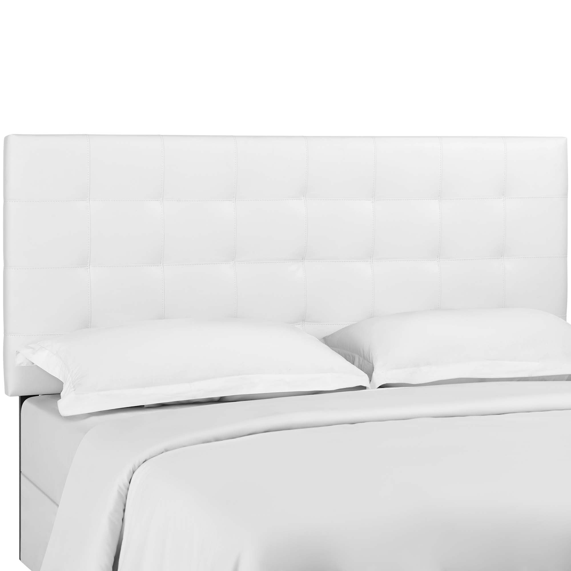 Paisley Tufted Upholstered Faux Leather King and California King Headboard, White