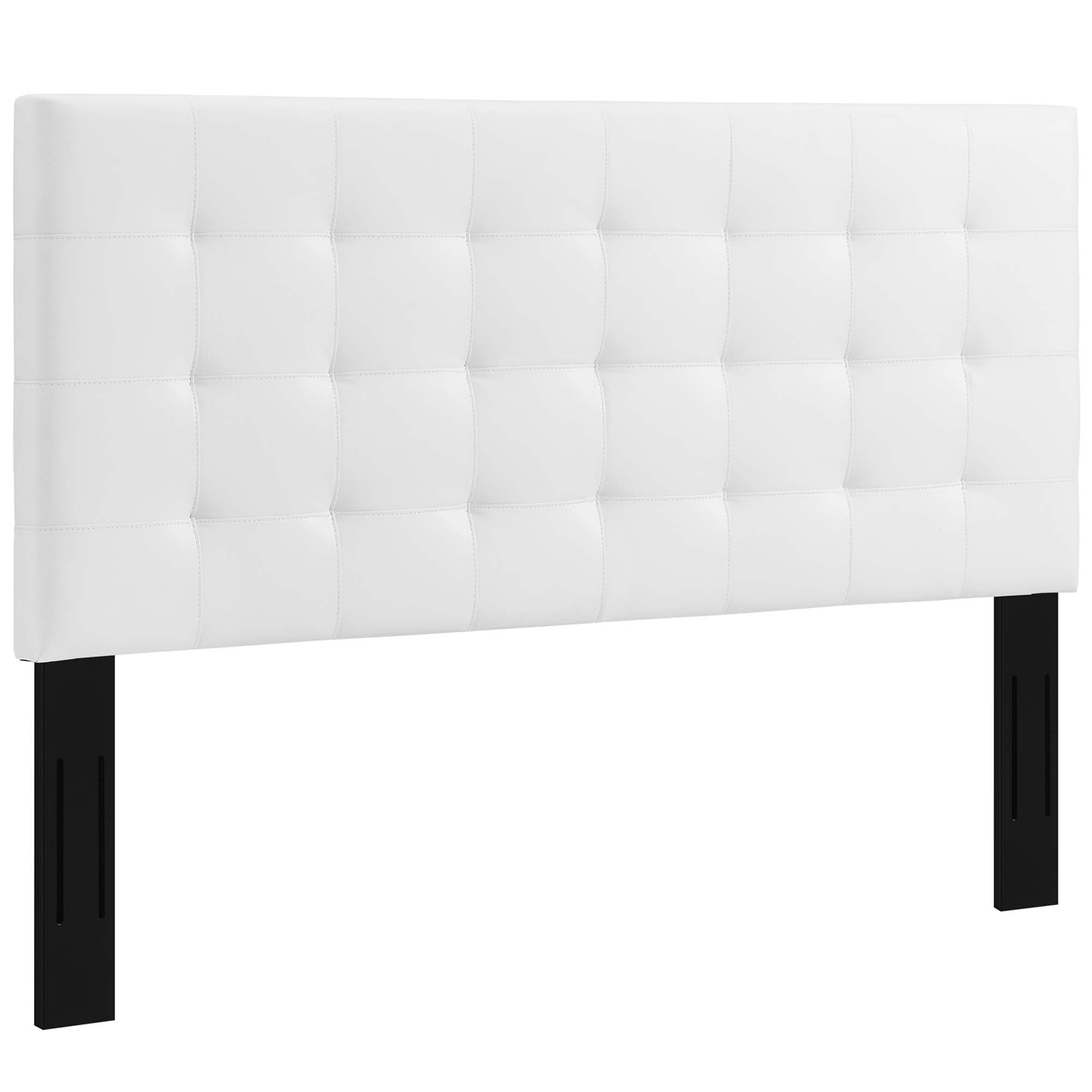 Paisley Tufted Upholstered Faux Leather King and California King Headboard, White