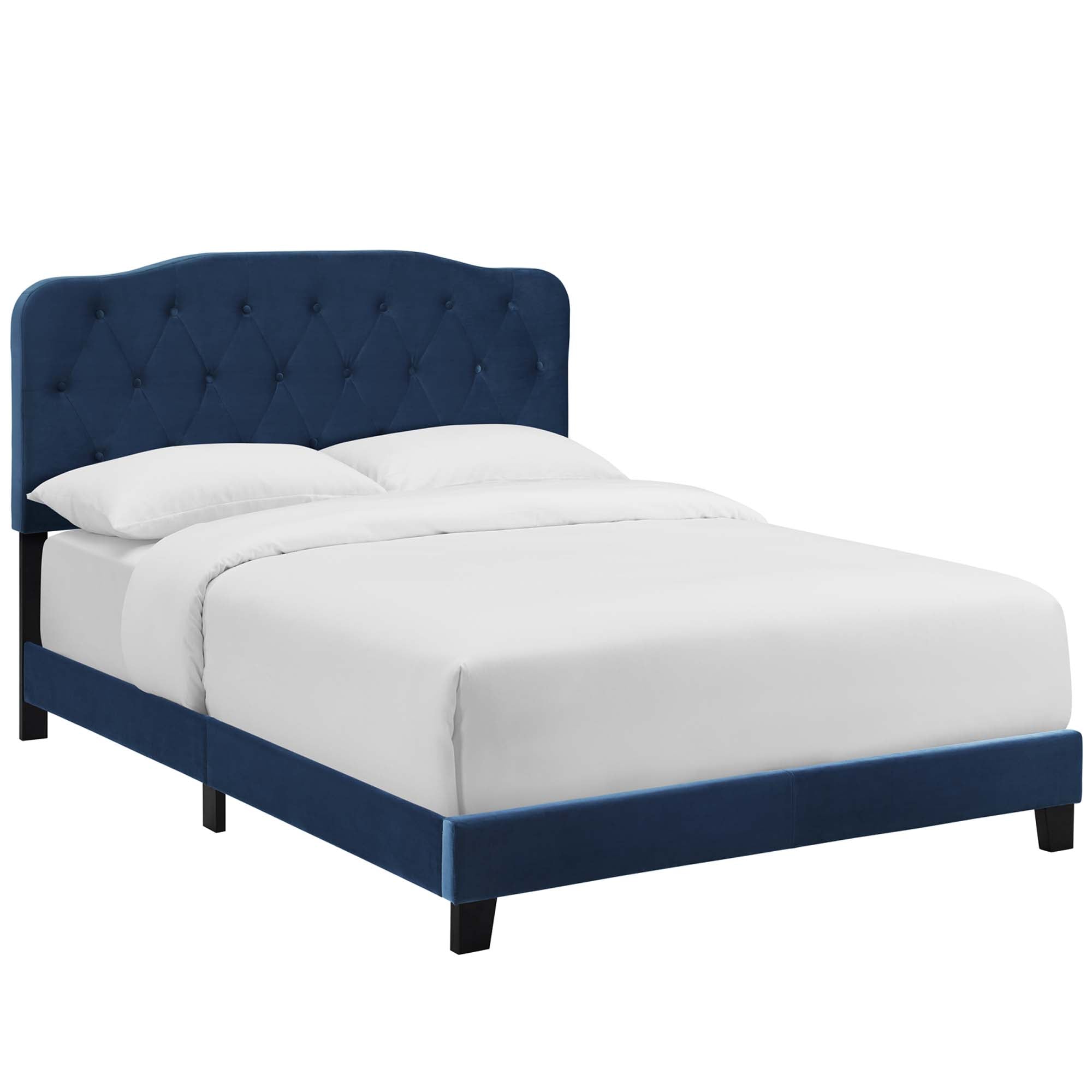 Rami Navy King Performance Velvet Bedroom Furniture – Luxury Upholstered Bed