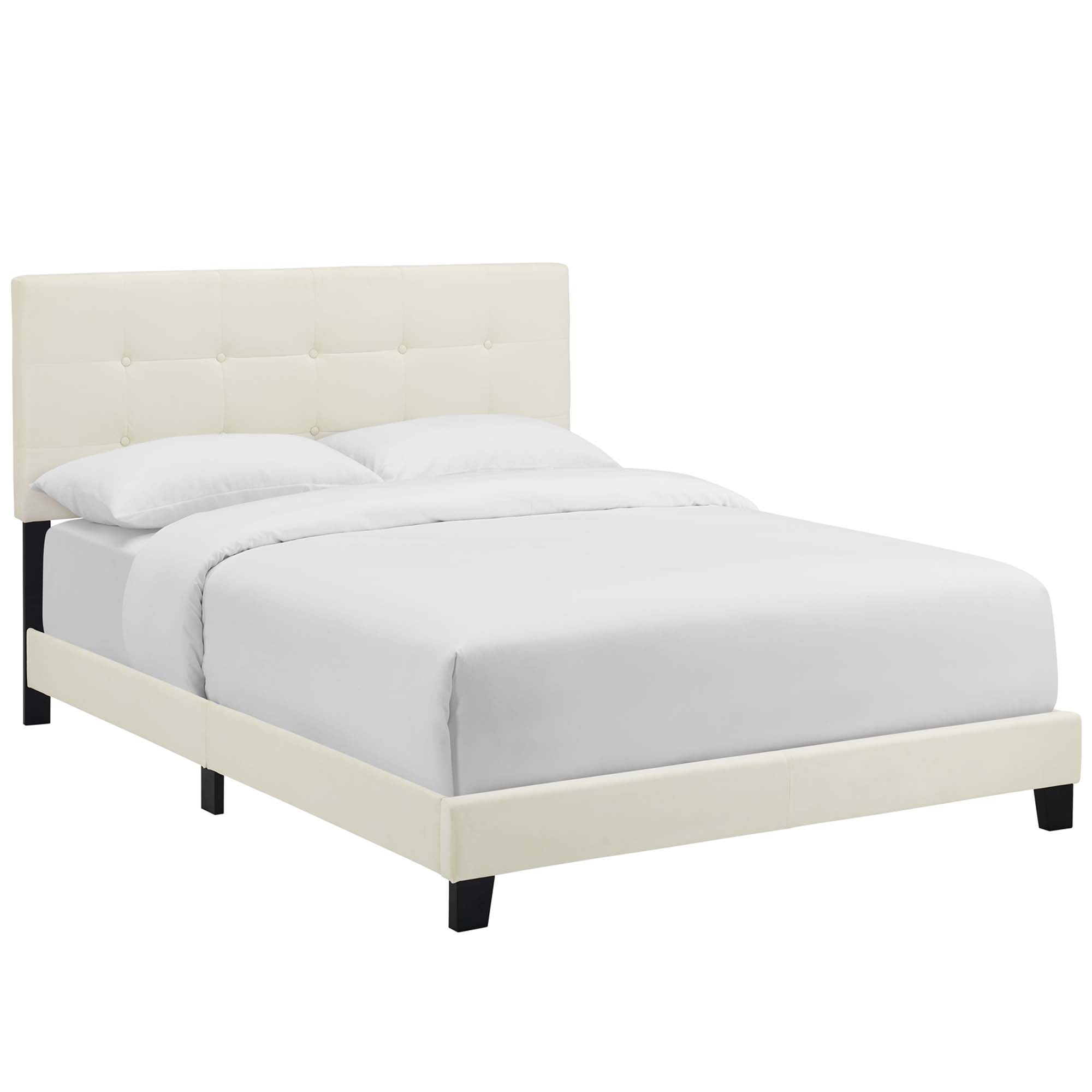 Walsh King Performance Velvet Upholstered Bed – Stain-Resistant Button-Tufted Headboard