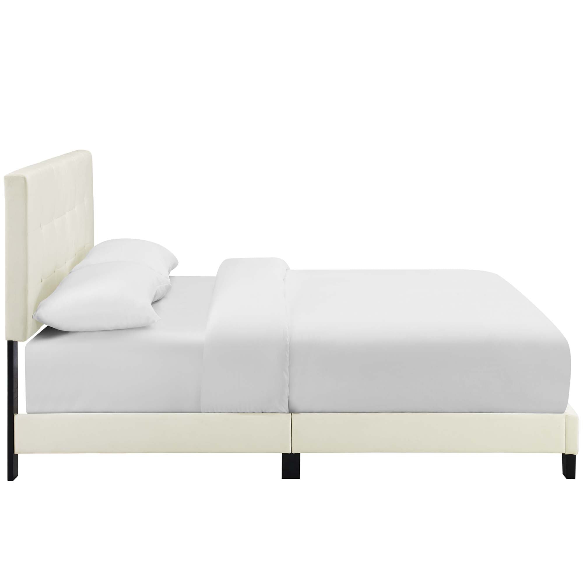 Walsh King Performance Velvet Upholstered Bed – Stain-Resistant Button-Tufted Headboard