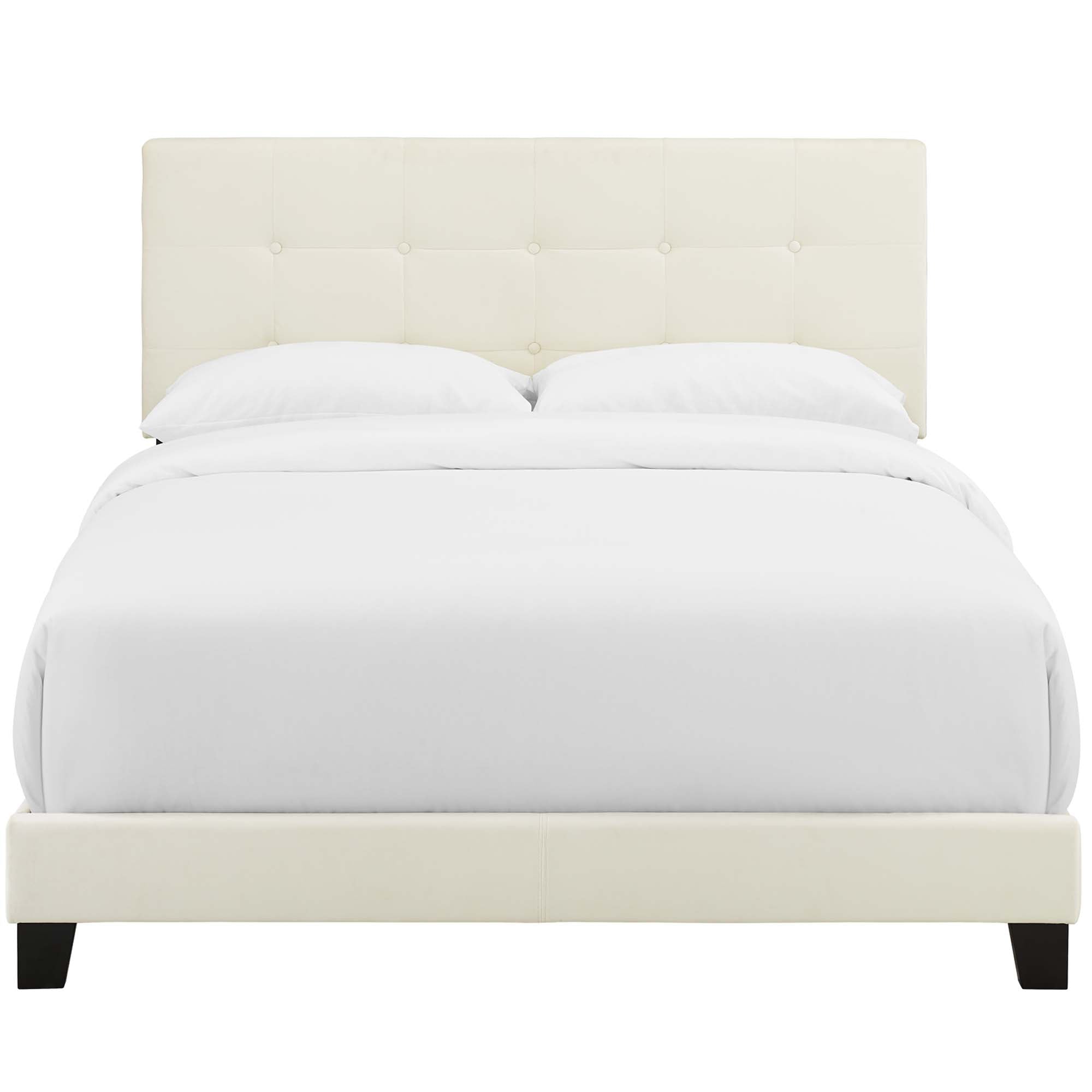Walsh King Performance Velvet Upholstered Bed – Stain-Resistant Button-Tufted Headboard
