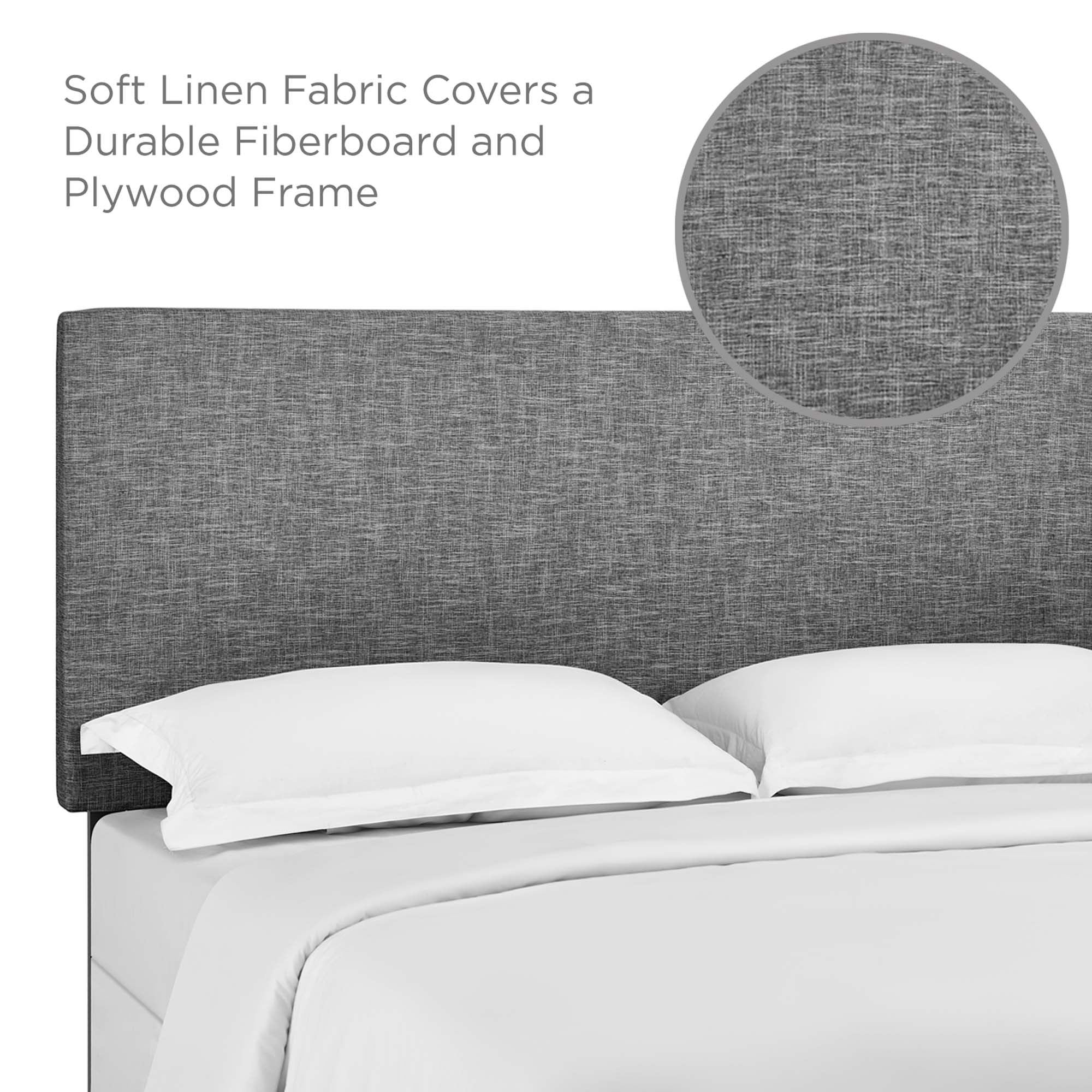 Taylor Upholstered Linen Fabric Full / Queen Headboard, Light Gray
