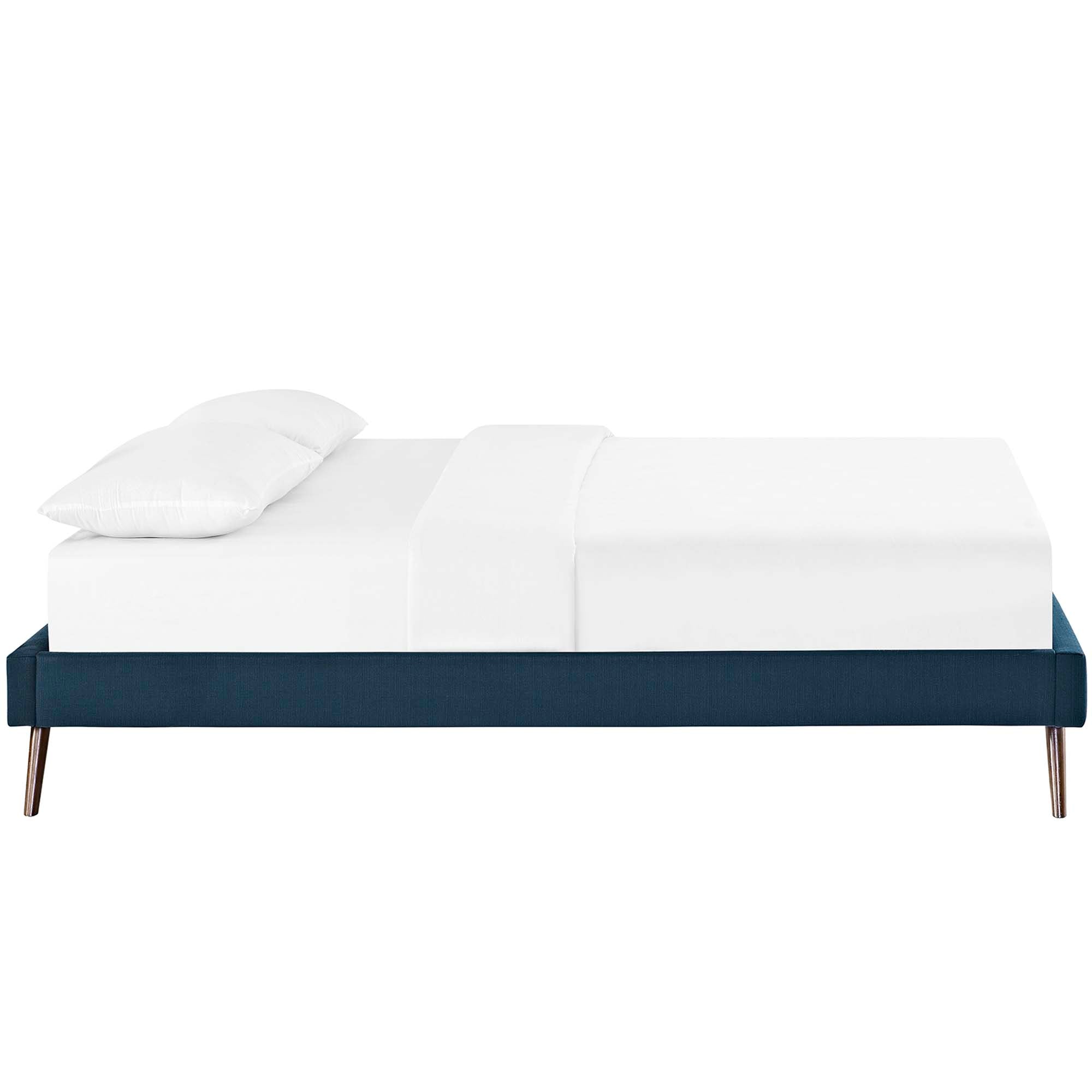 Loryn Fabric Full Bed Frame with Round Splayed Legs, Azure