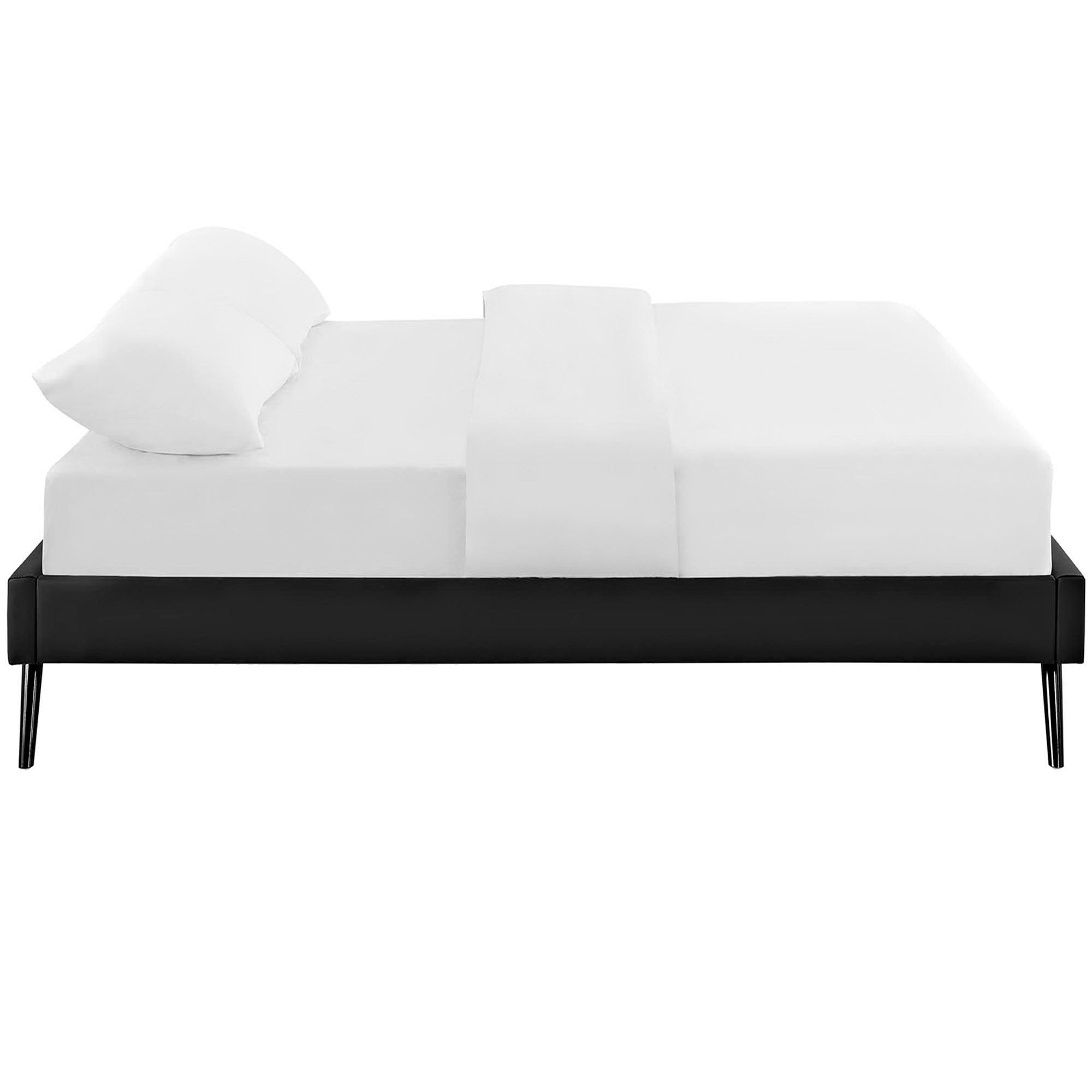 Loryn Vinyl Queen Bed Frame with Round Splayed Legs