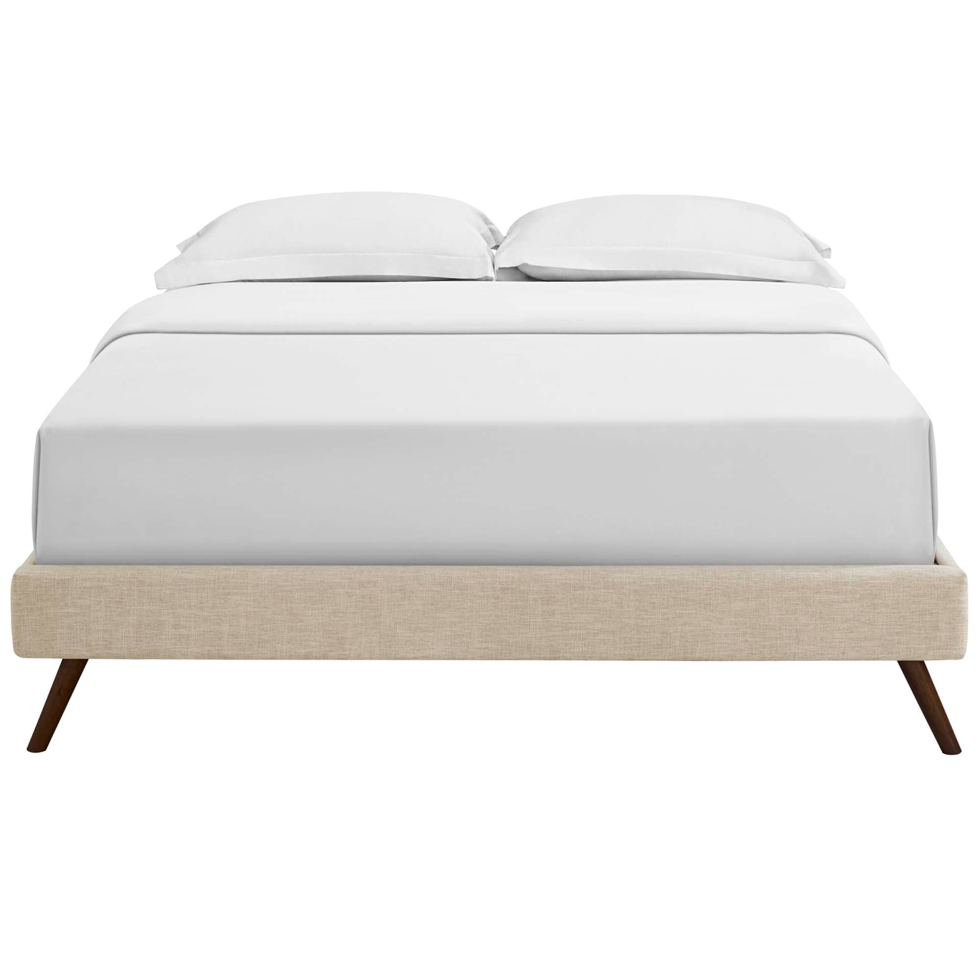 Loryn Fabric Queen Bed Frame with Round Splayed Legs, Beige