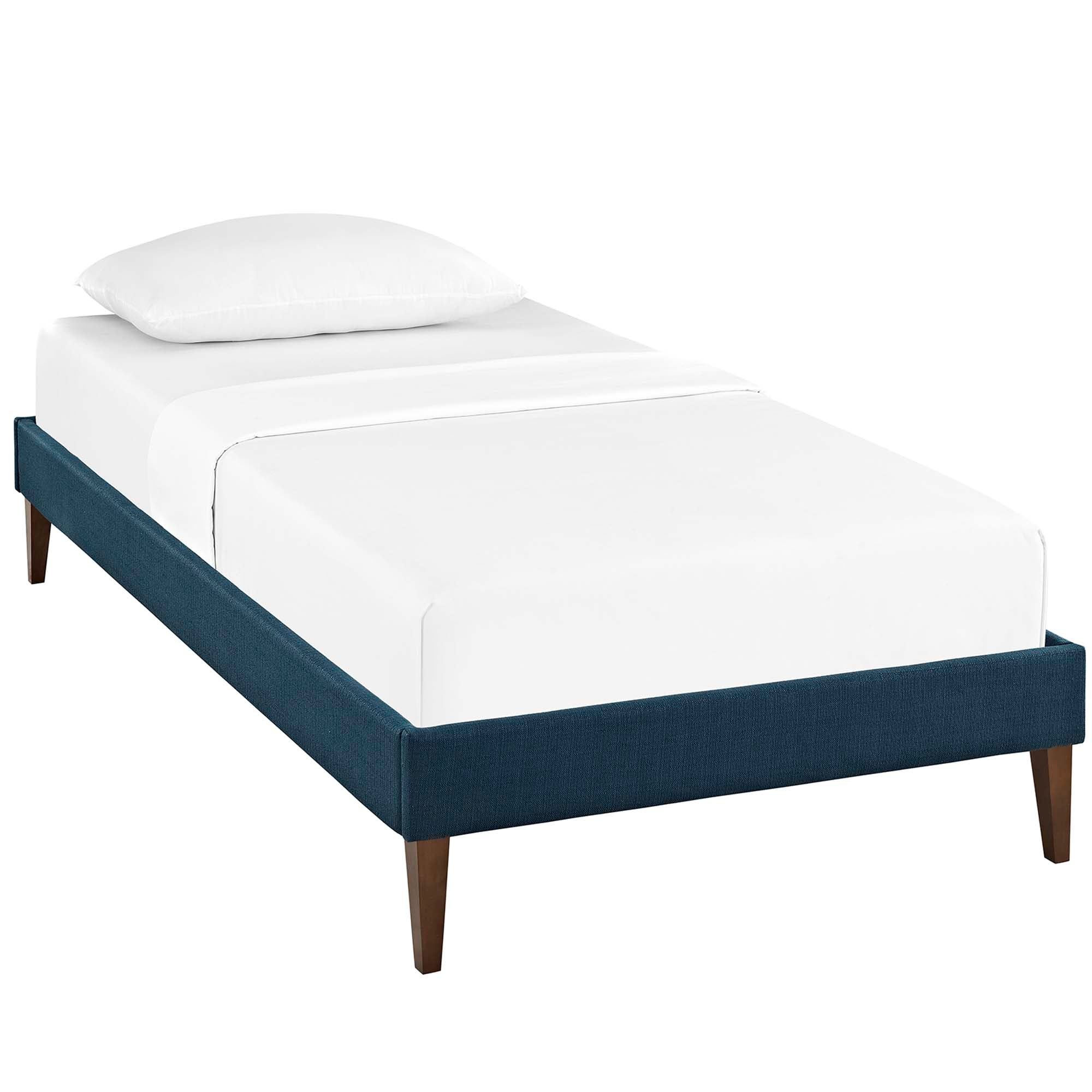 Tessie Azure Twin Fabric Bed Frame with Squared Tapered Legs